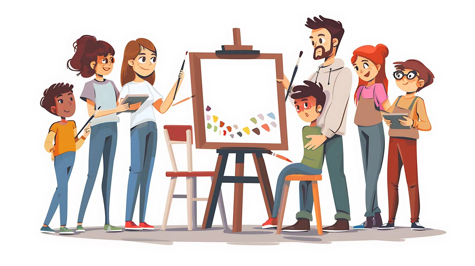 Art Tutor and Students Painting Lesson — free download from Dotvec