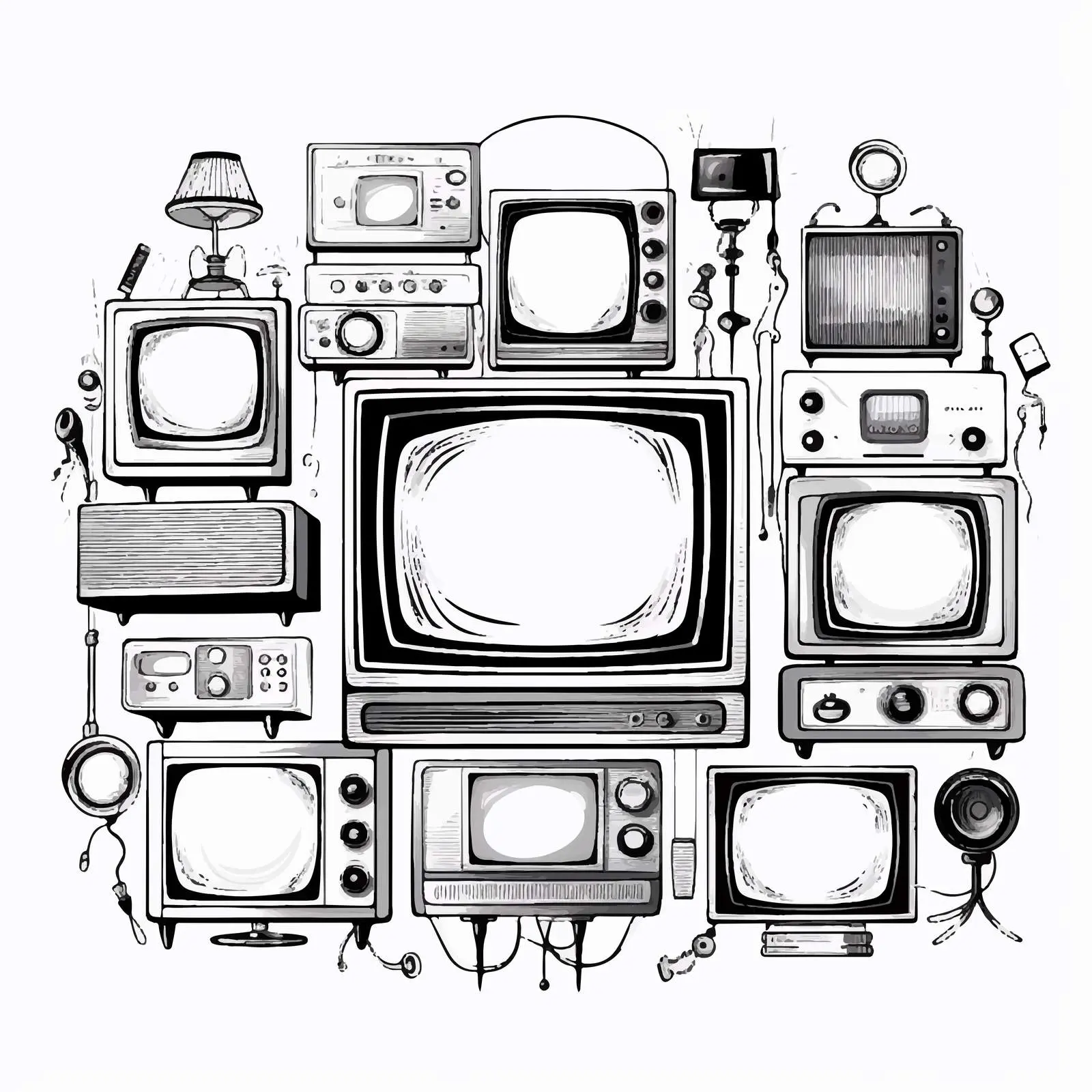 TV Line Vector Illustration on White Background — free download from Dotvec