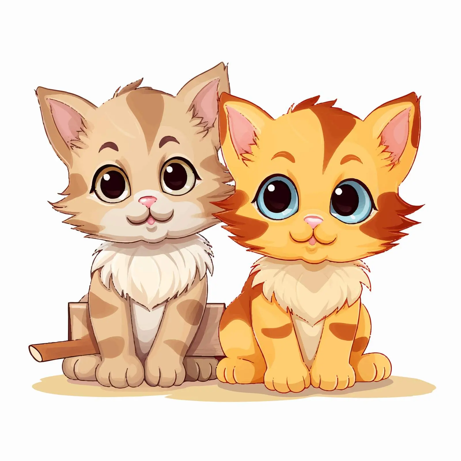 Cute Kittens Beside a Sign Vector Illustration — free download from Dotvec