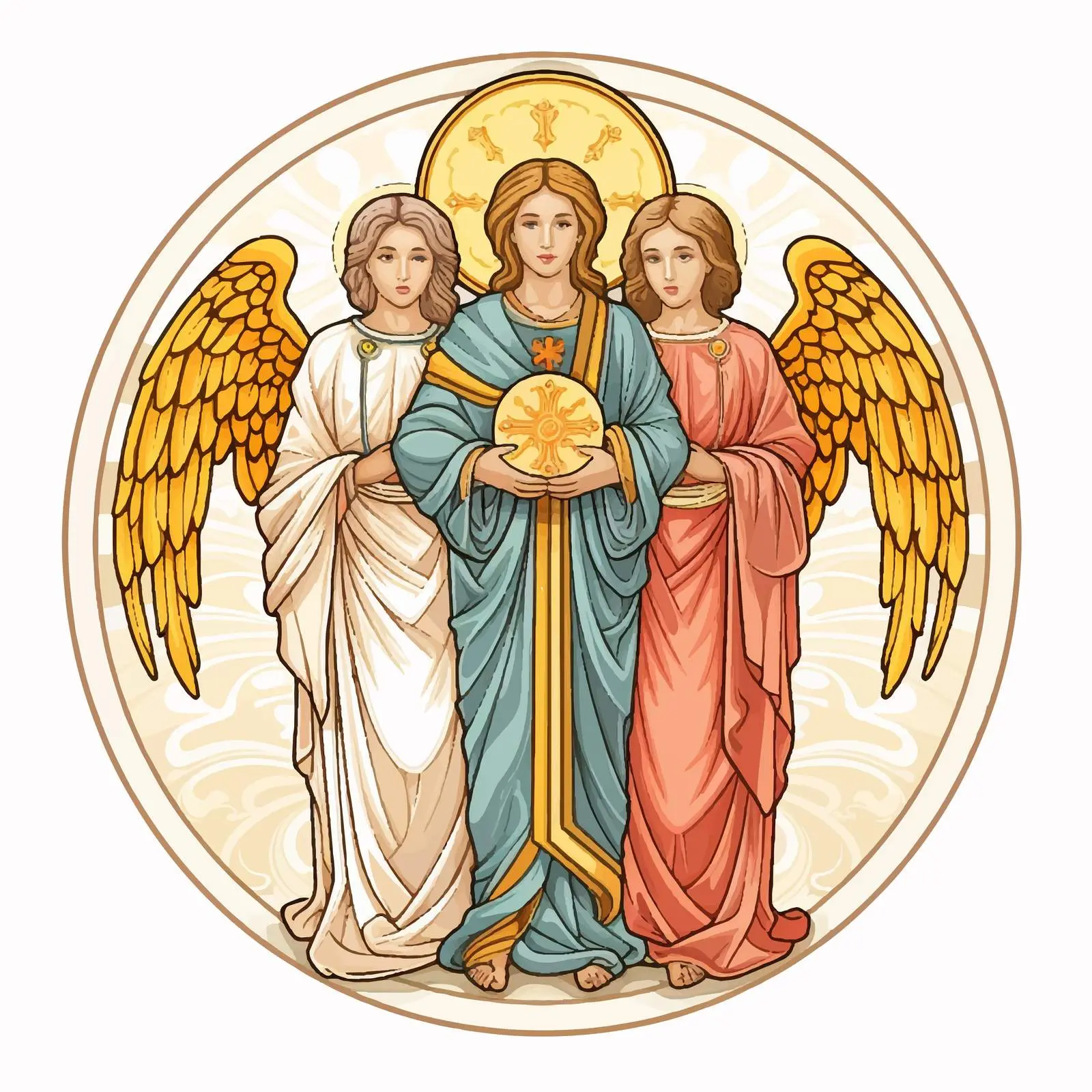 Two Angels Holding Jesus Christ Christian Illustration — free download from Dotvec