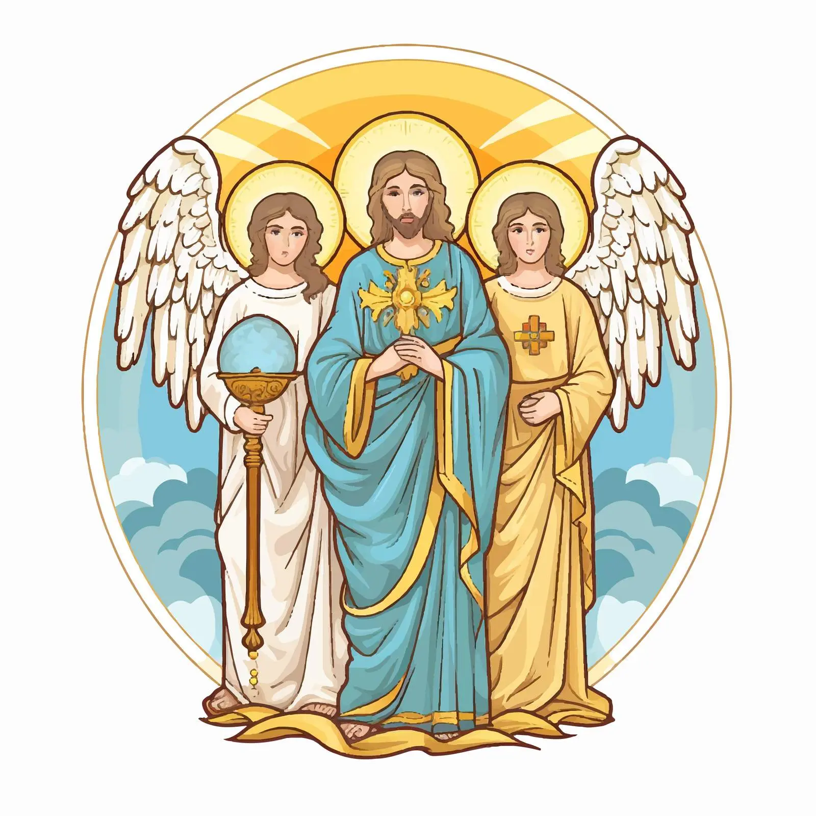 Angels Holding Christ Illustration — free download from Dotvec