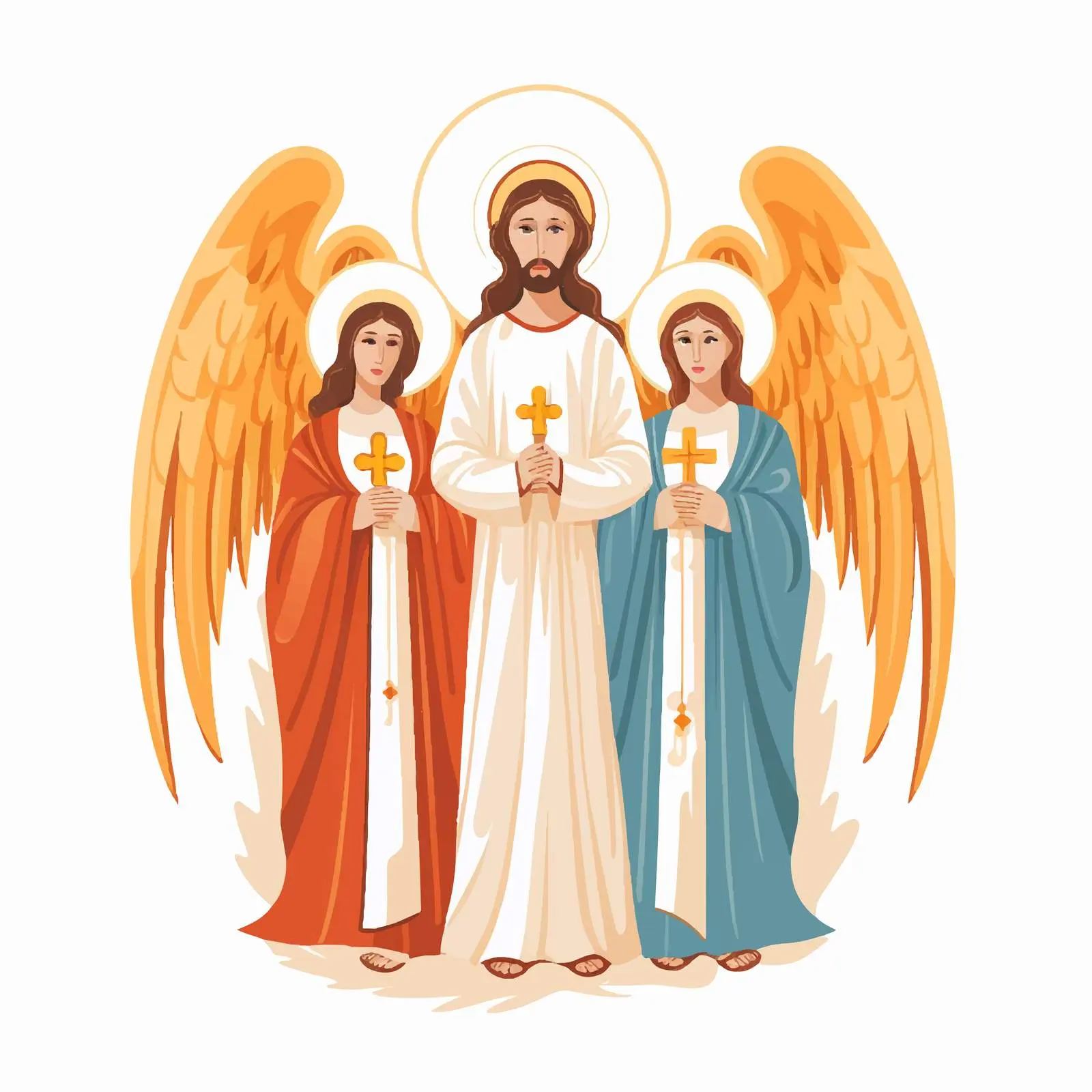 Two Angels Holding Jesus Christ Illustration — free download from Dotvec