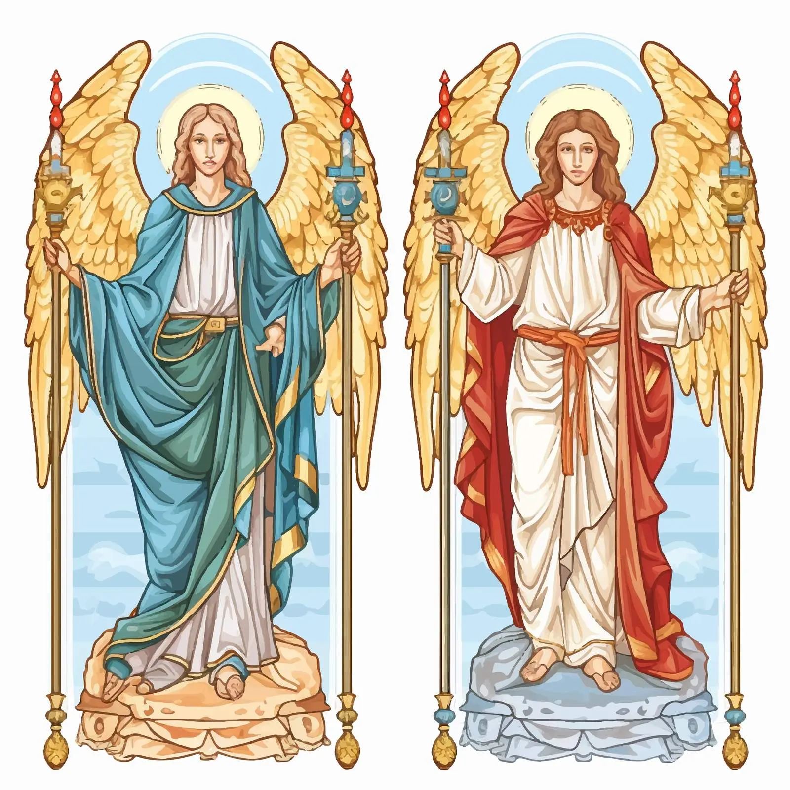 Two Archangels and Holy Spirit Fresco Illustration — free download from Dotvec