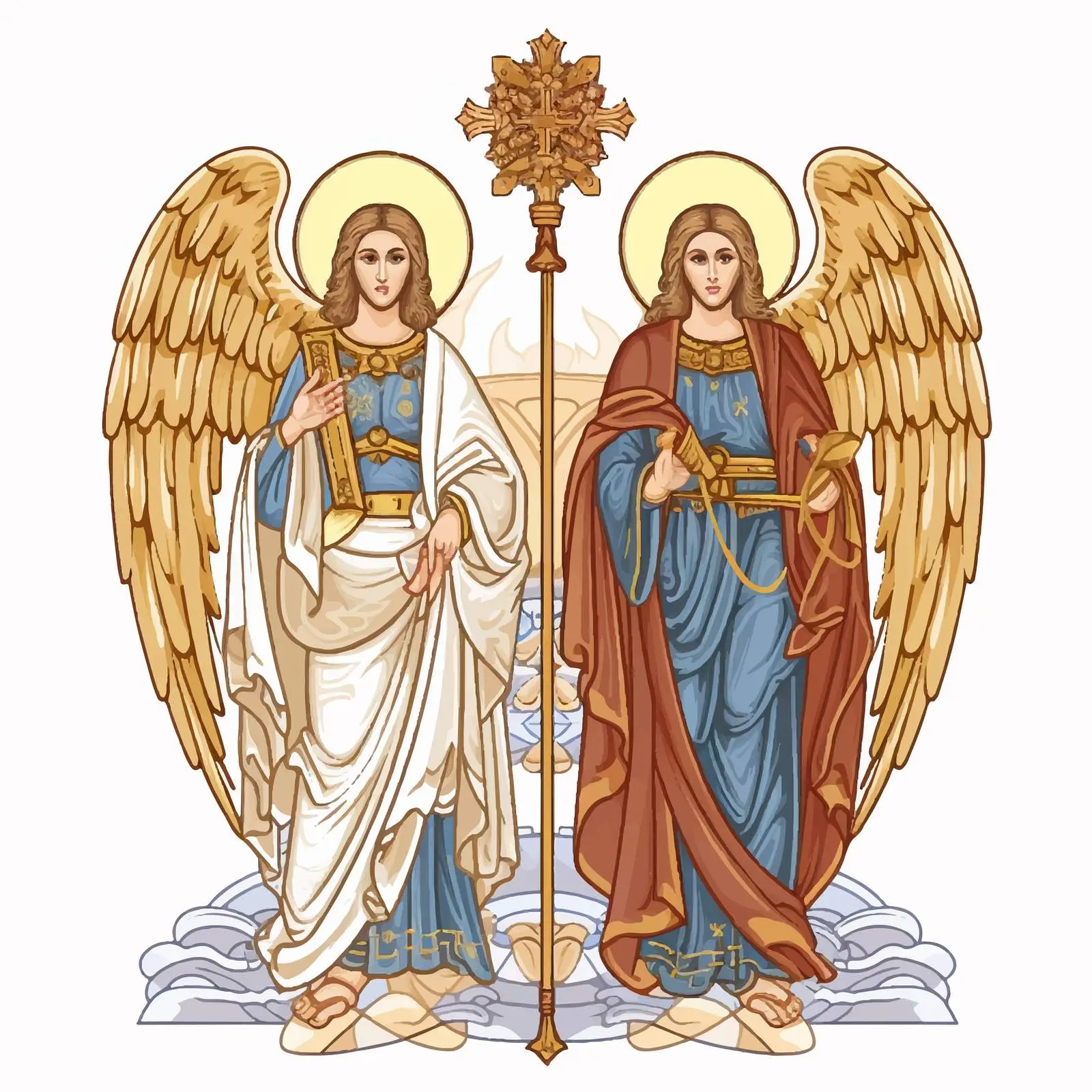 Archangels and Holy Spirit on Parchment Illustration – free meditative art image from Dotvec