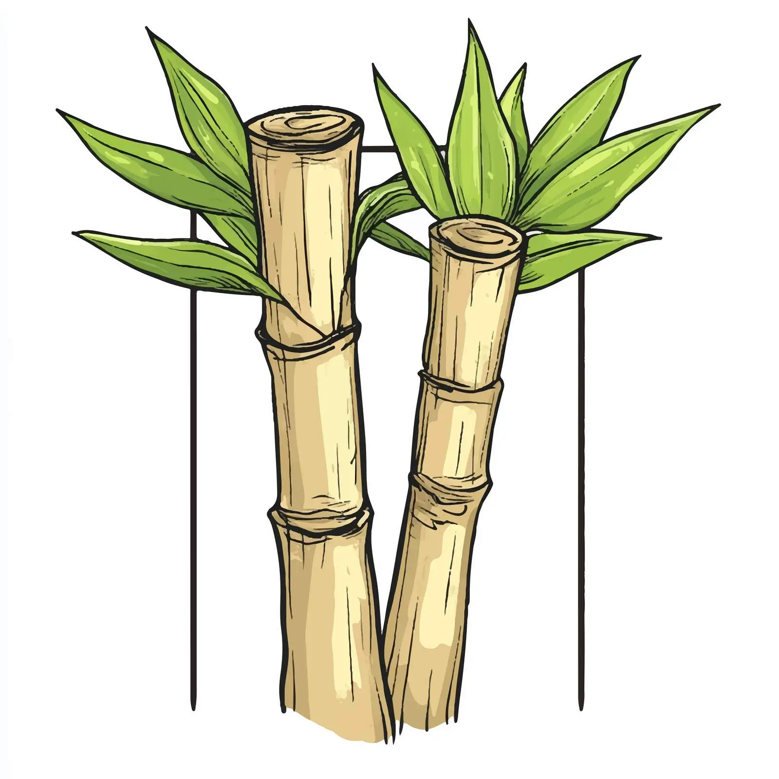 Hand-Drawn Cartoon Bamboo Shoots Vector Illustration — free download from Dotvec