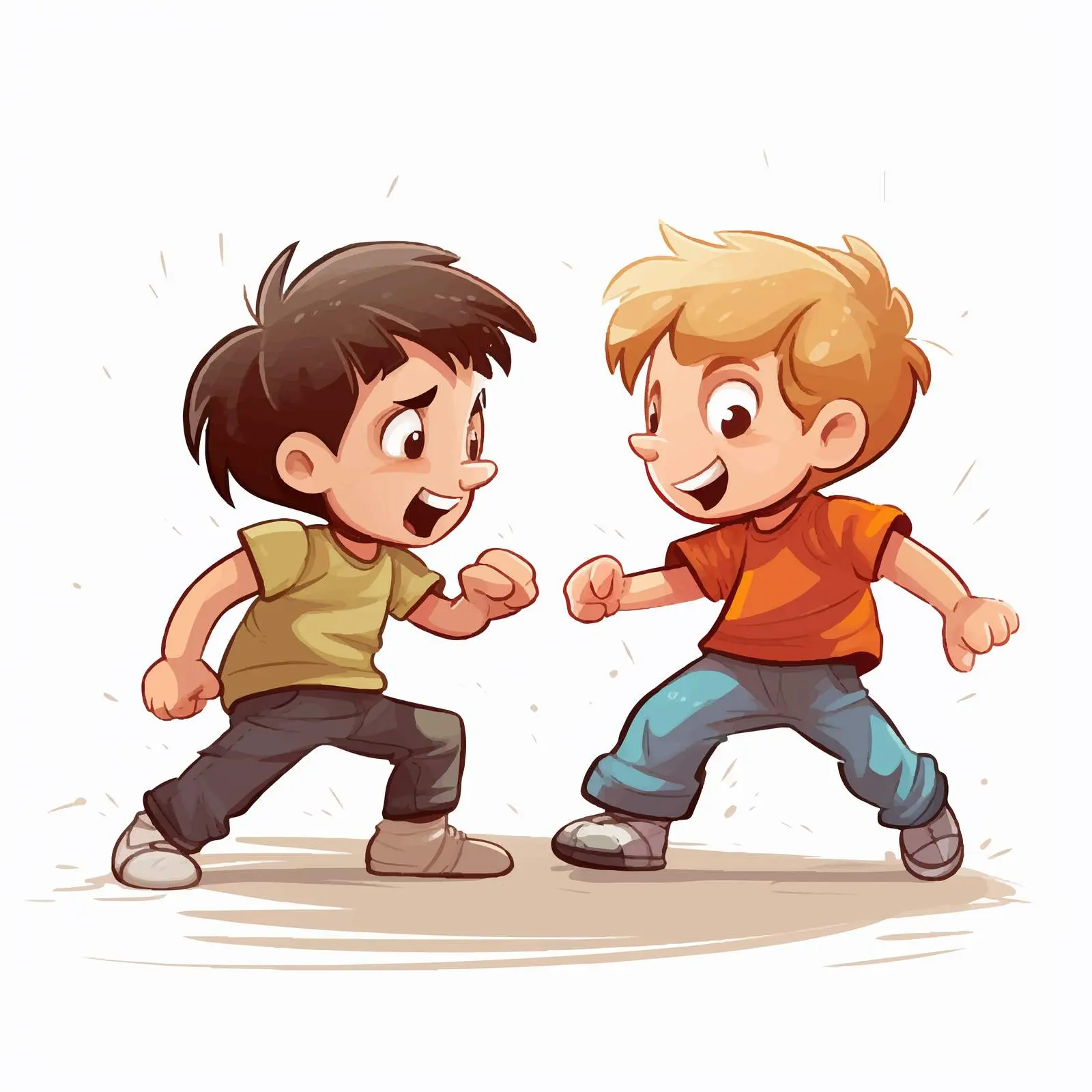 Boys Engaging in Playful Fight Illustration – free fighting image from Dotvec