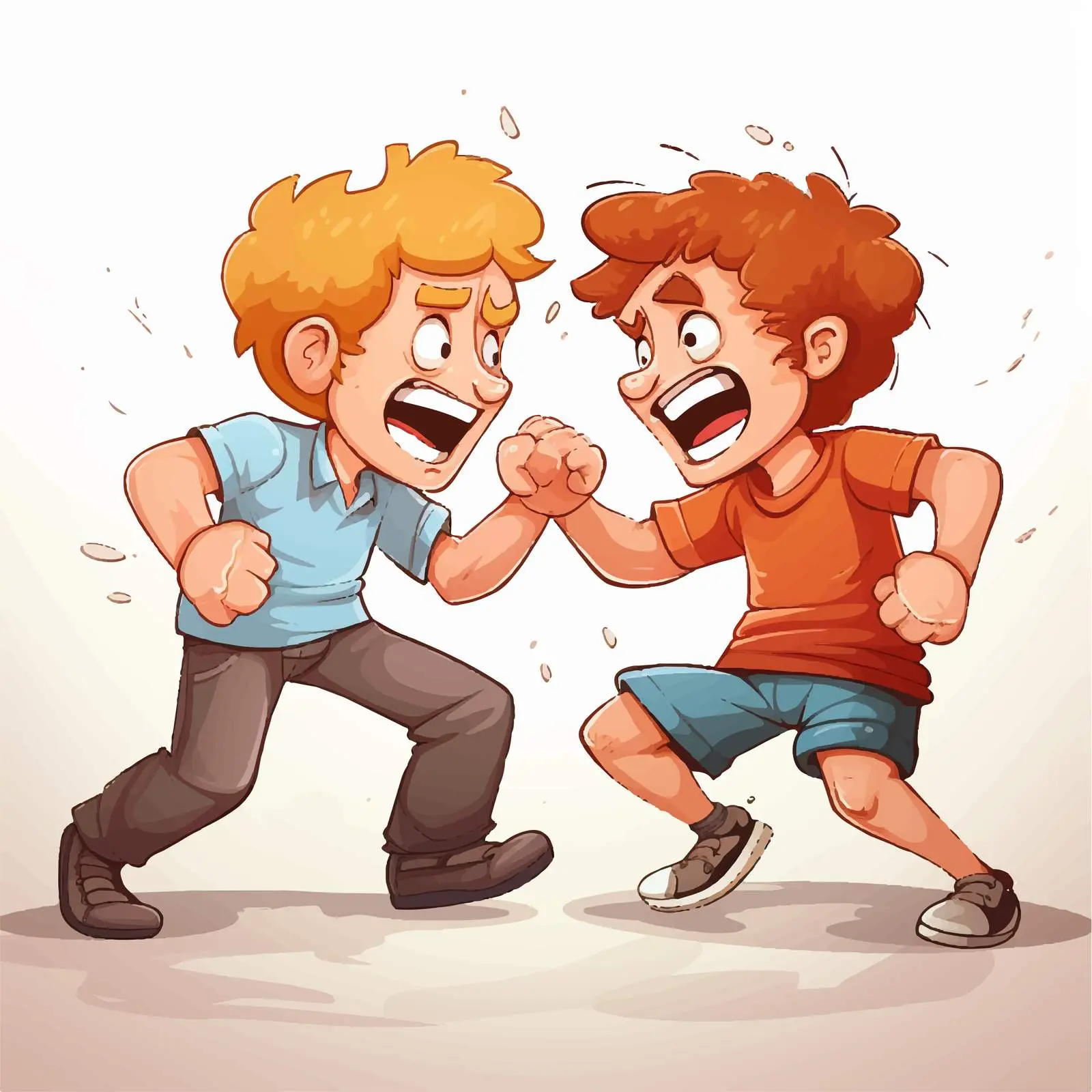 Boys Playfully Fighting Cartoon Illustration – free fighting image from Dotvec