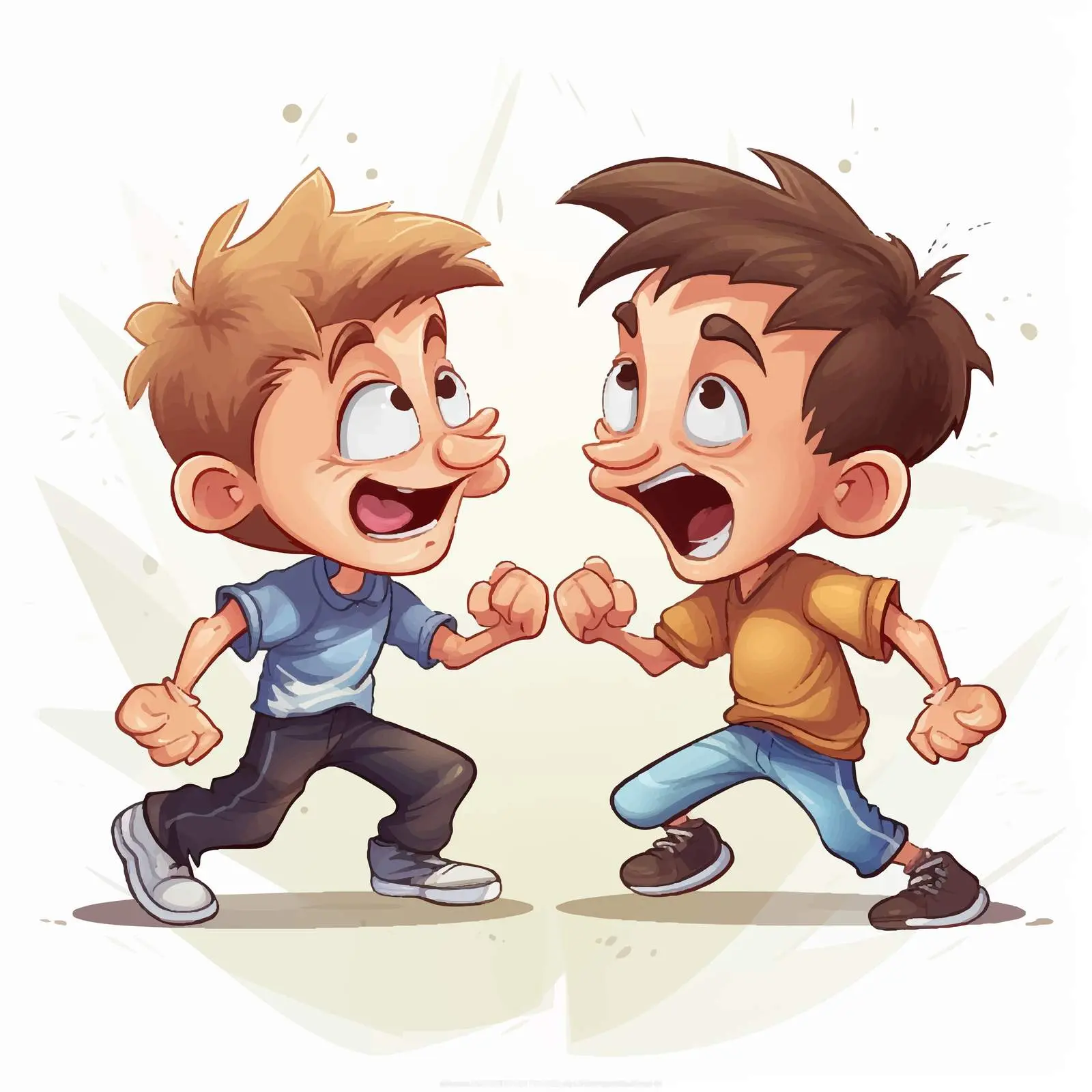 Boys Engaged in Playful Fight Illustration – free fighting image from Dotvec