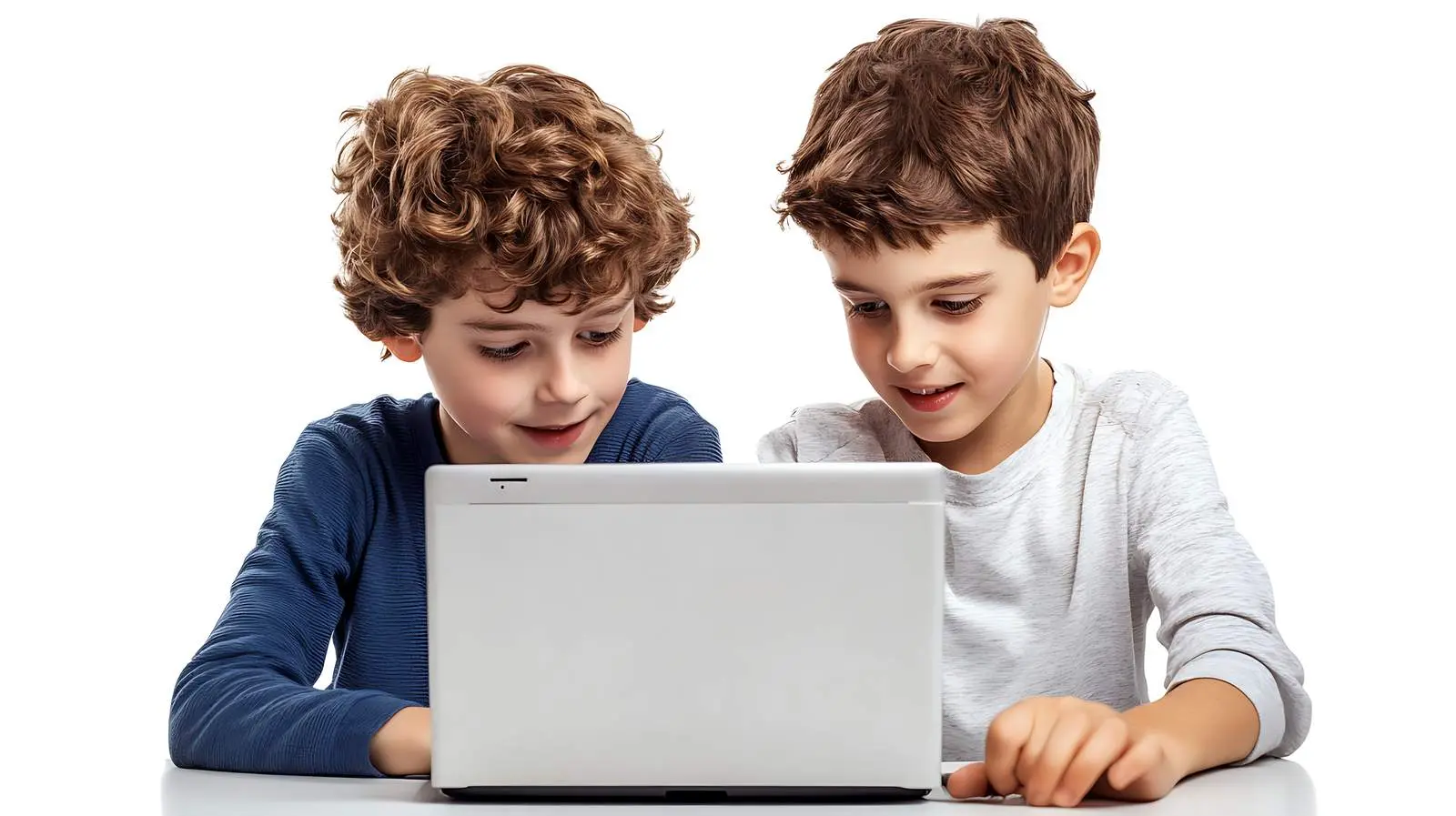Boys Engaged with Laptop on White Background – free youth culture image from Dotvec