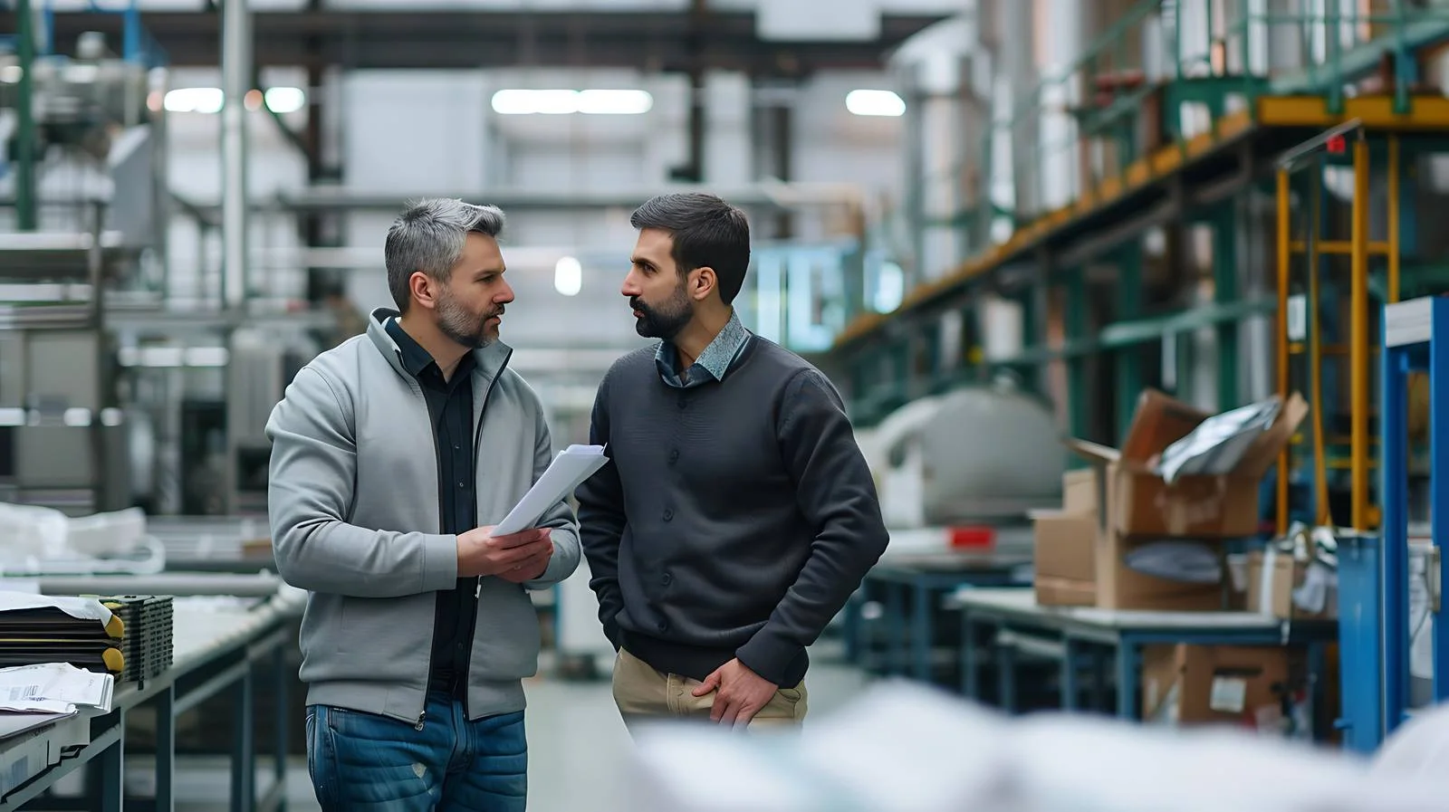 Business Discussion in Isolated Factory Setting — free download from Dotvec