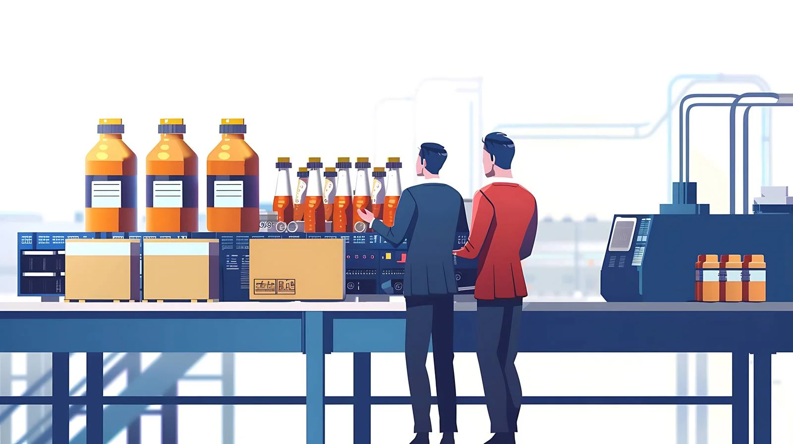 Businessmen Inspecting Product in Factory — free download from Dotvec