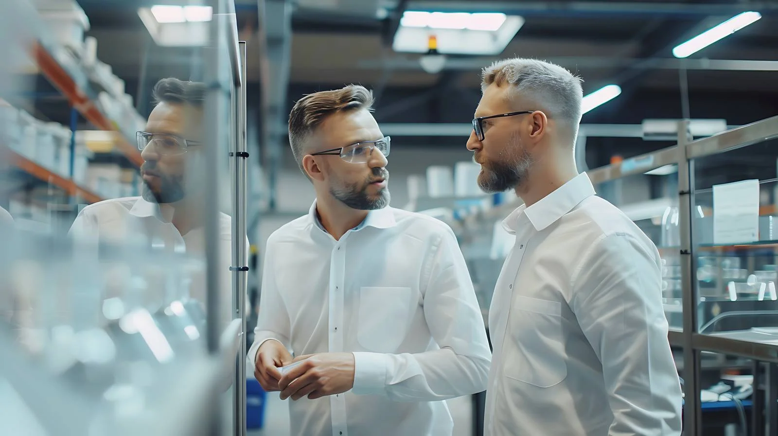 Businessmen Analyzing Factory Product — free download from Dotvec