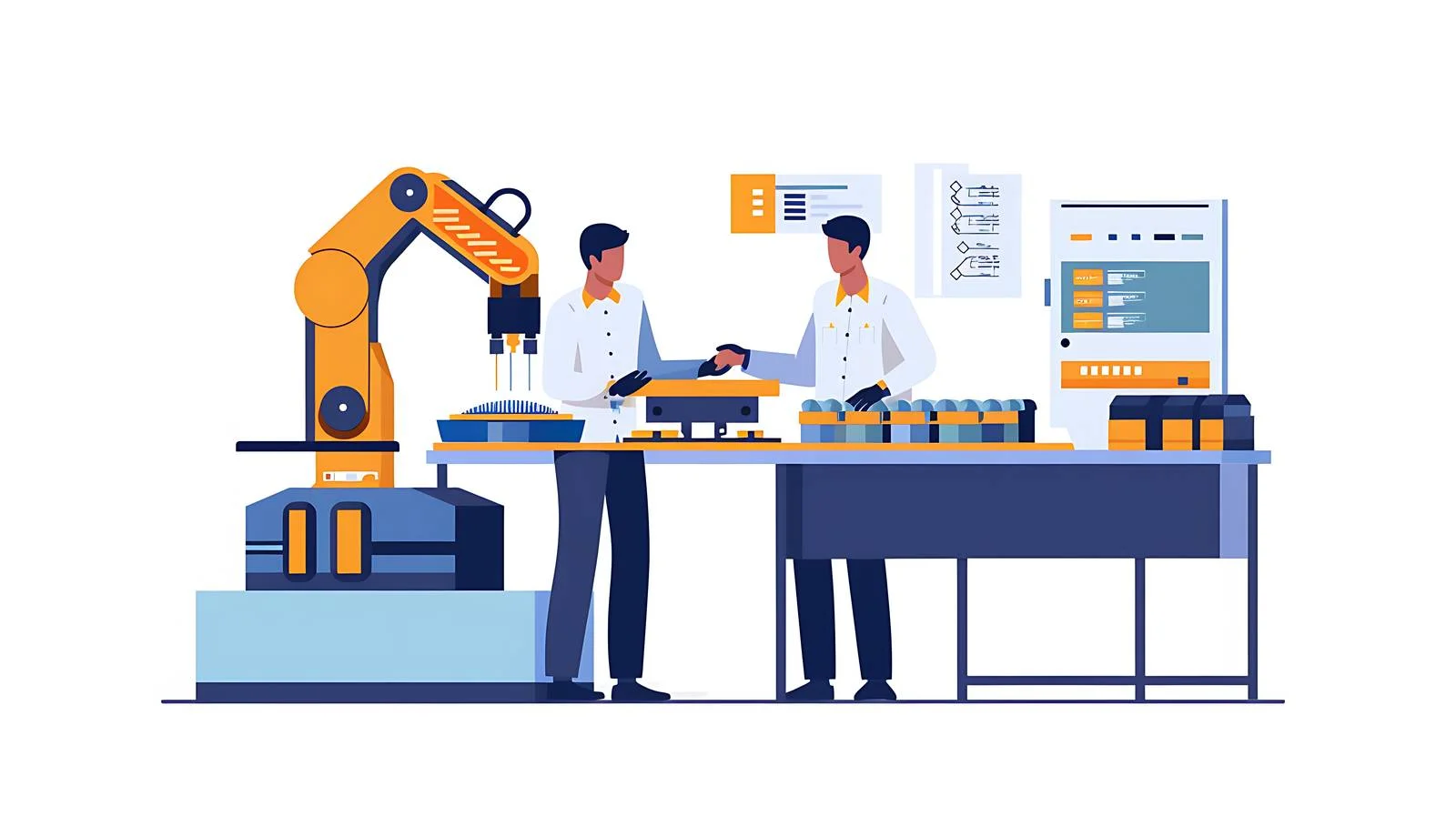 Businessmen Inspecting Product in Factory — free download from Dotvec