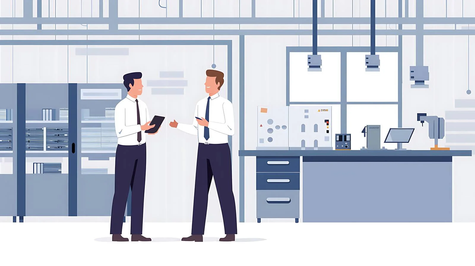 Business Discussion in Modern Factory — free download from Dotvec