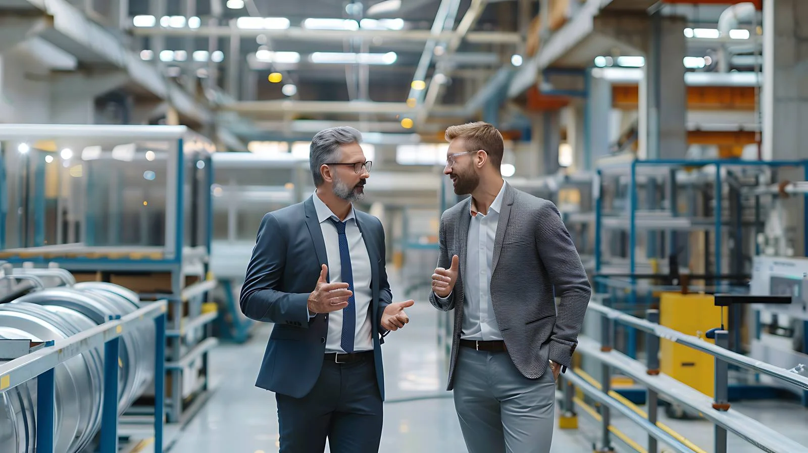 Professional Discussion in Modern Factory Setting — free download from Dotvec