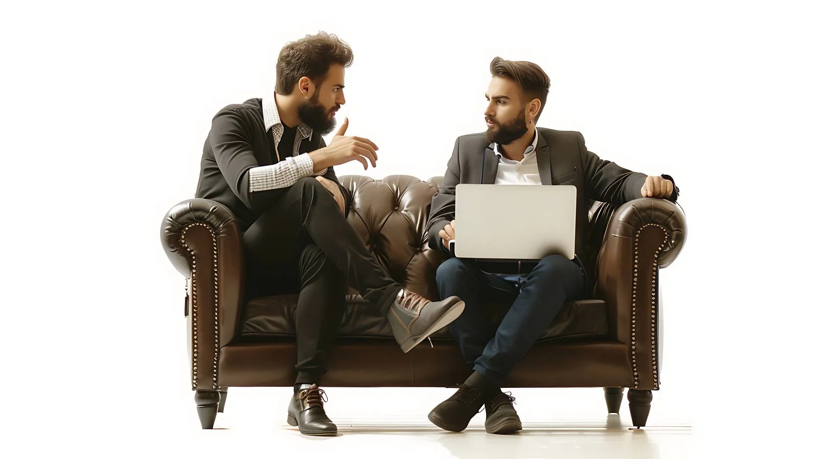 Professional Business Discussion with Laptop — free download from Dotvec