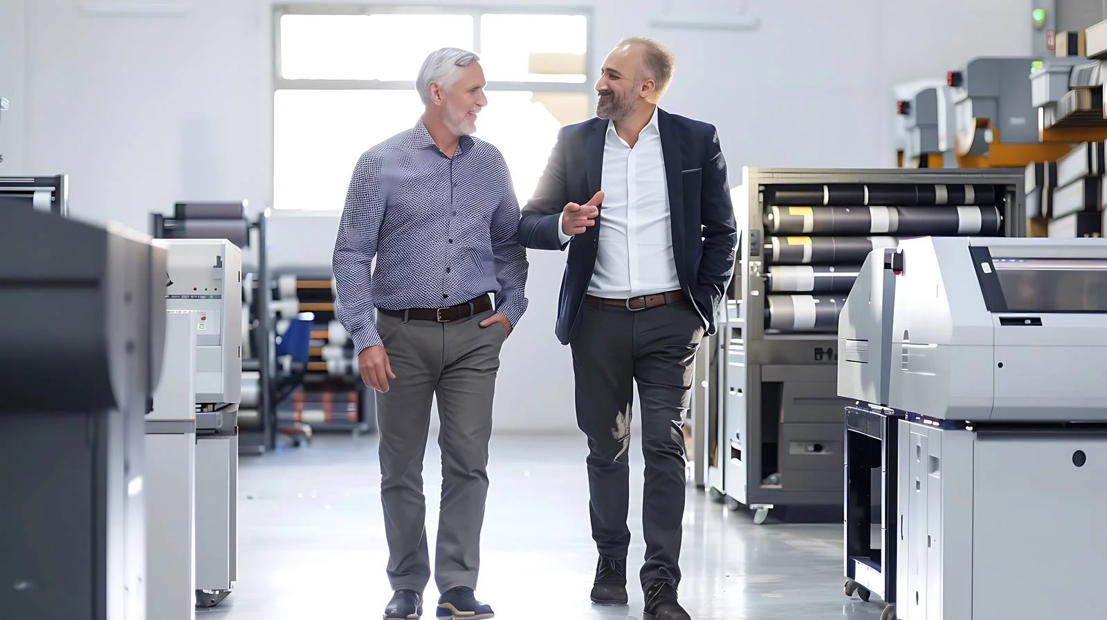 Businessmen Discussing in Printing Shop – free acting image from Dotvec