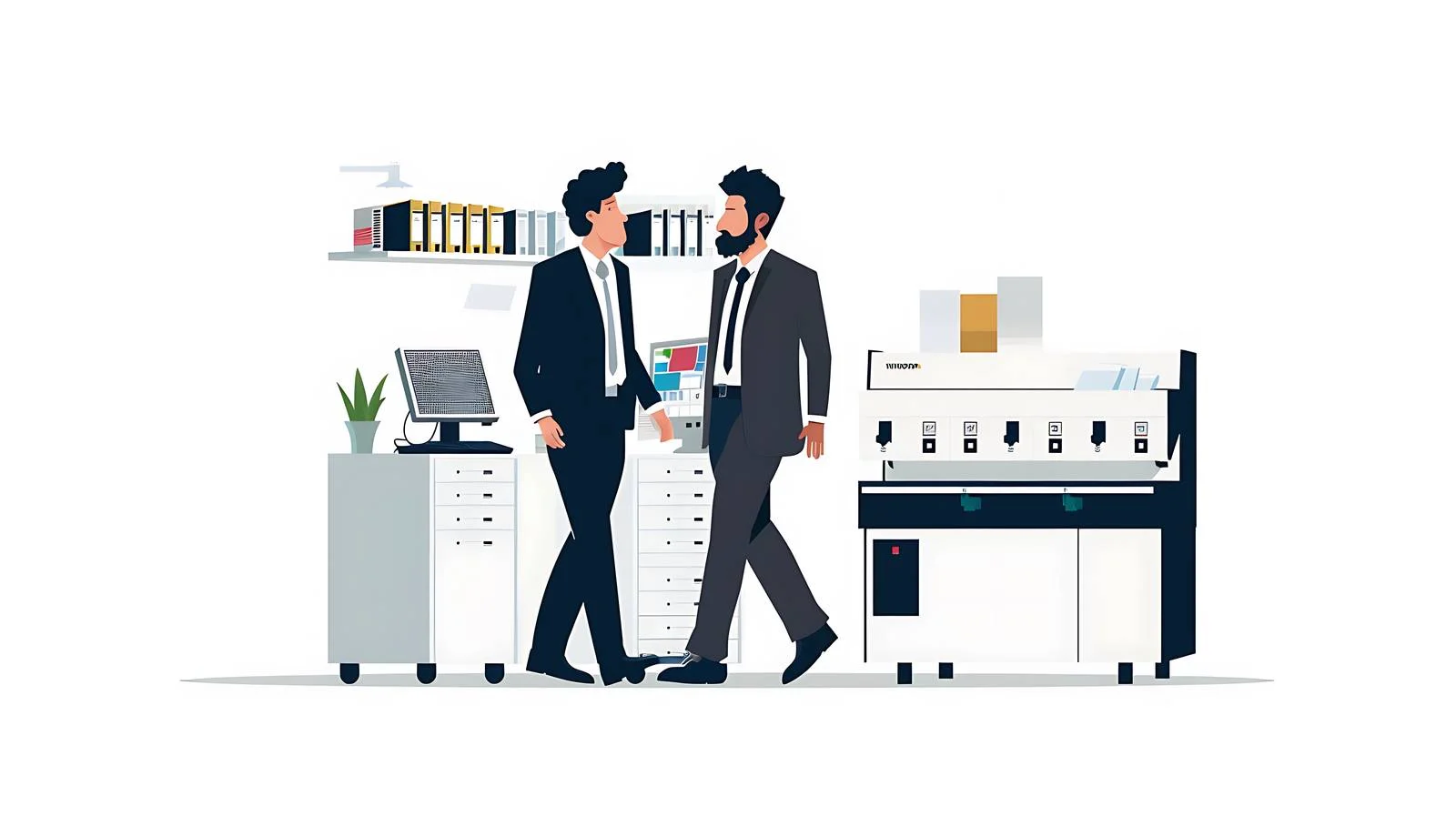 Corporate Business Discussion in Printing Shop — free download from Dotvec