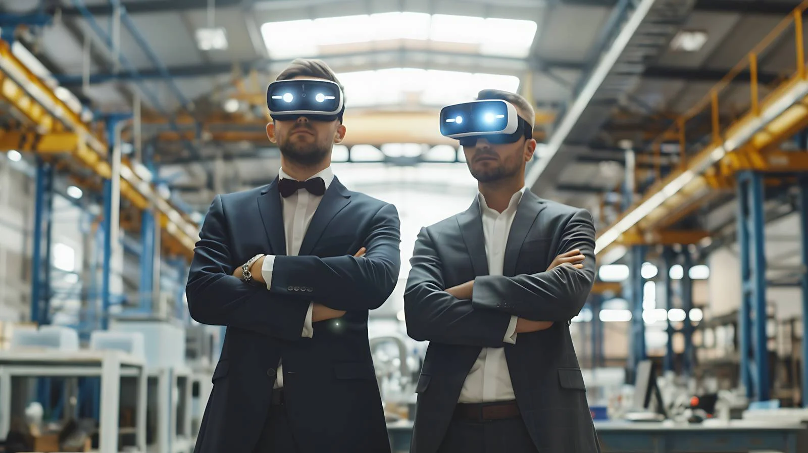 Professionals in AR Glasses at Modern Factory — free download from Dotvec