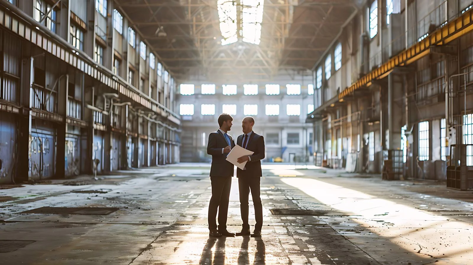 Discussion between Two Businessmen in Industrial Setting — free download from Dotvec
