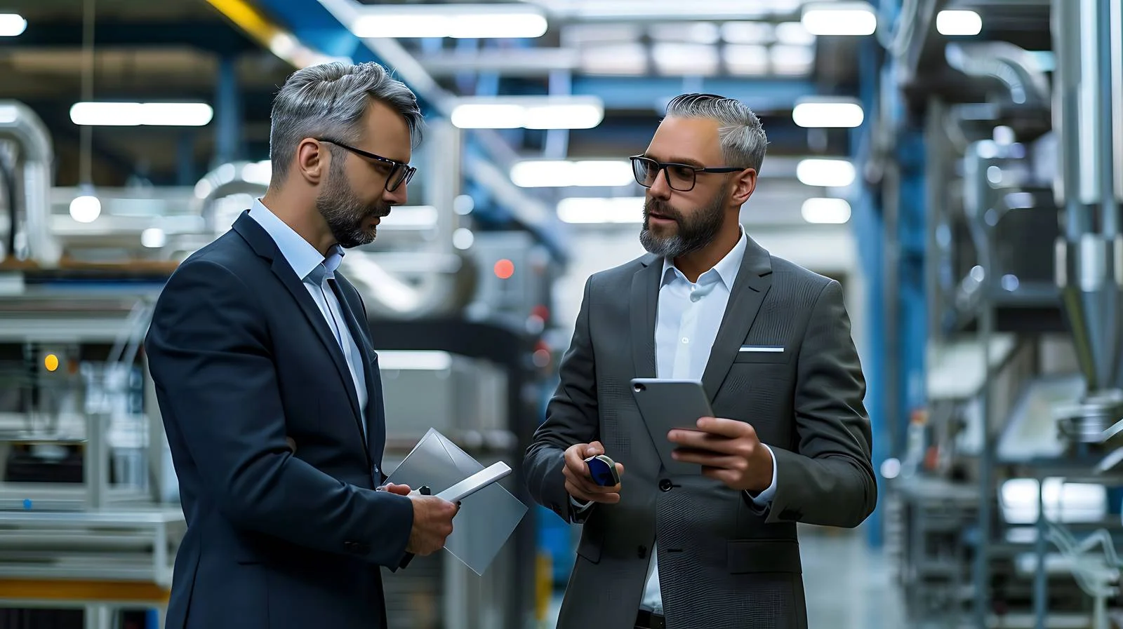 Modern Businessmen Discussing with Tablet — free download from Dotvec