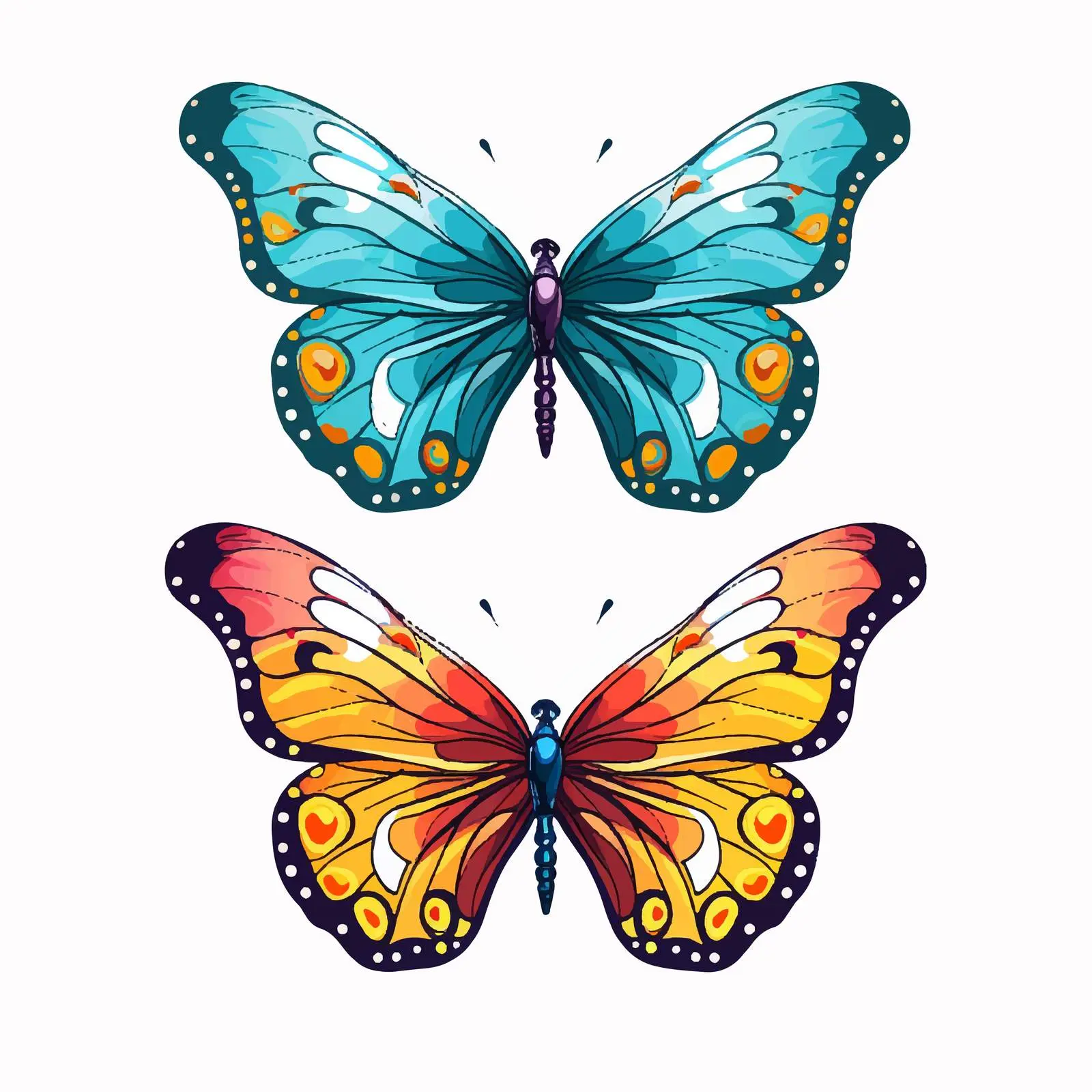 Outlined and Vibrant Butterflies Vector Design — free download from Dotvec