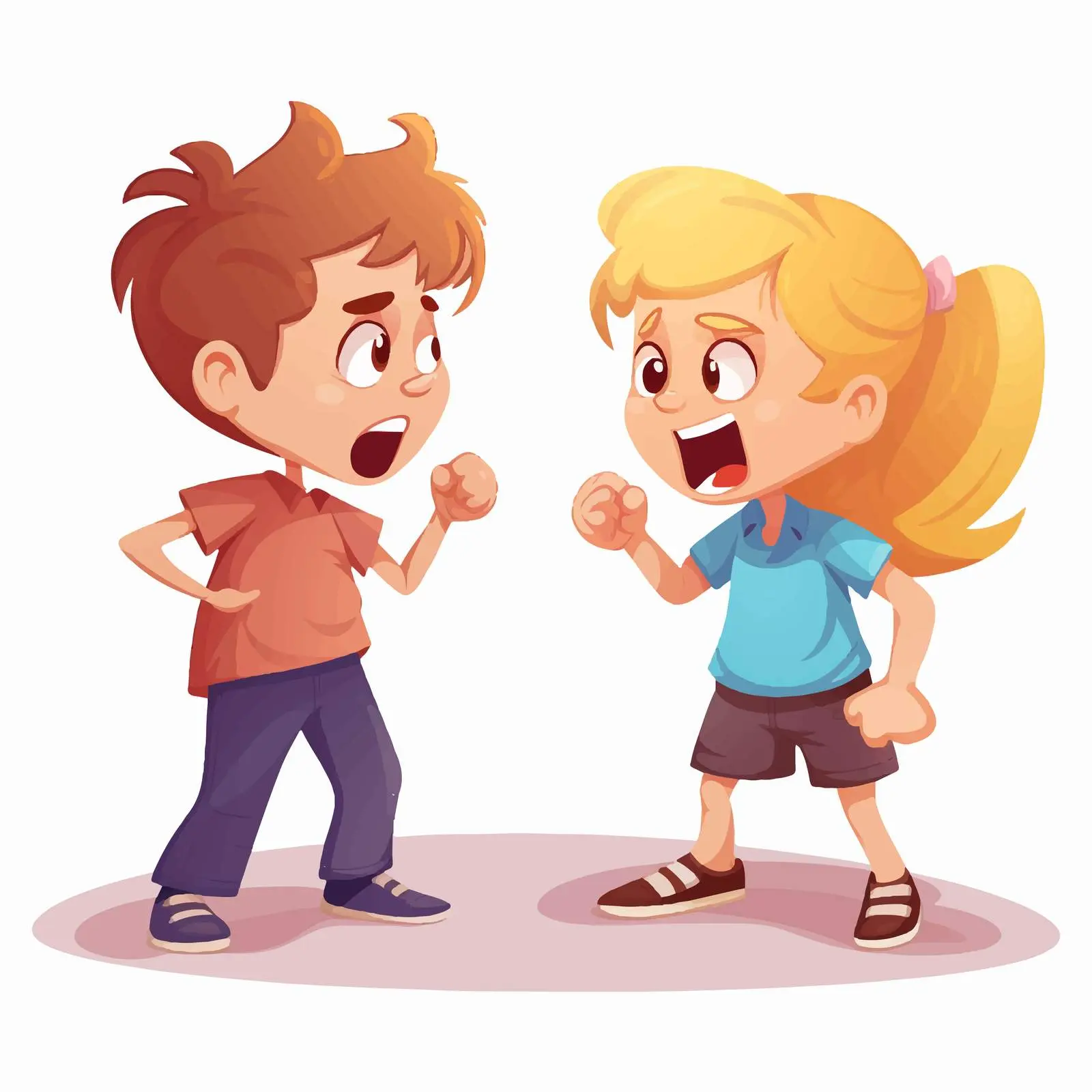 Cartoon Children Arguing and Showing Frustration – free disagreement image from Dotvec