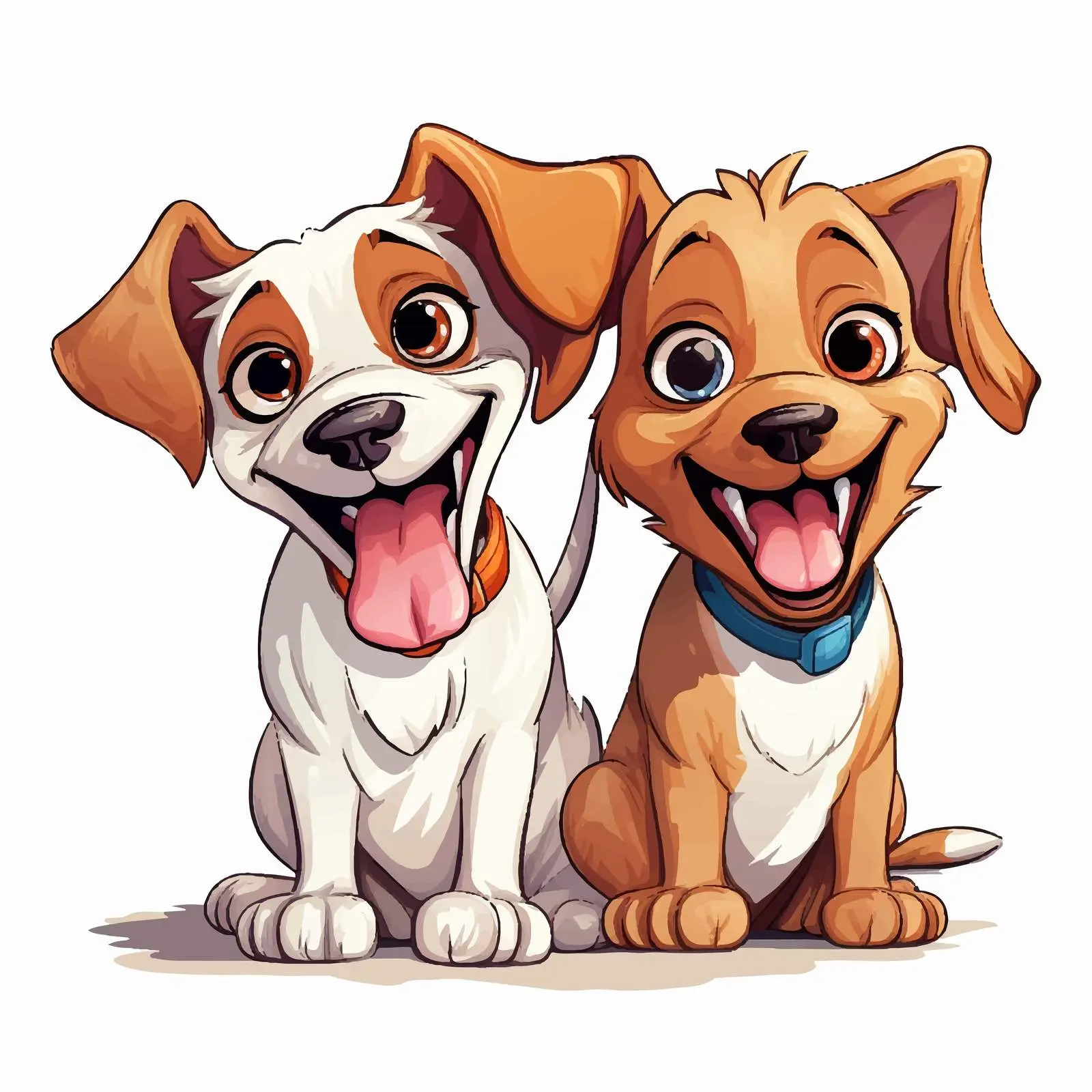 Two Happy Cartoon Dogs Vector Illustration – free dog graphic image from Dotvec