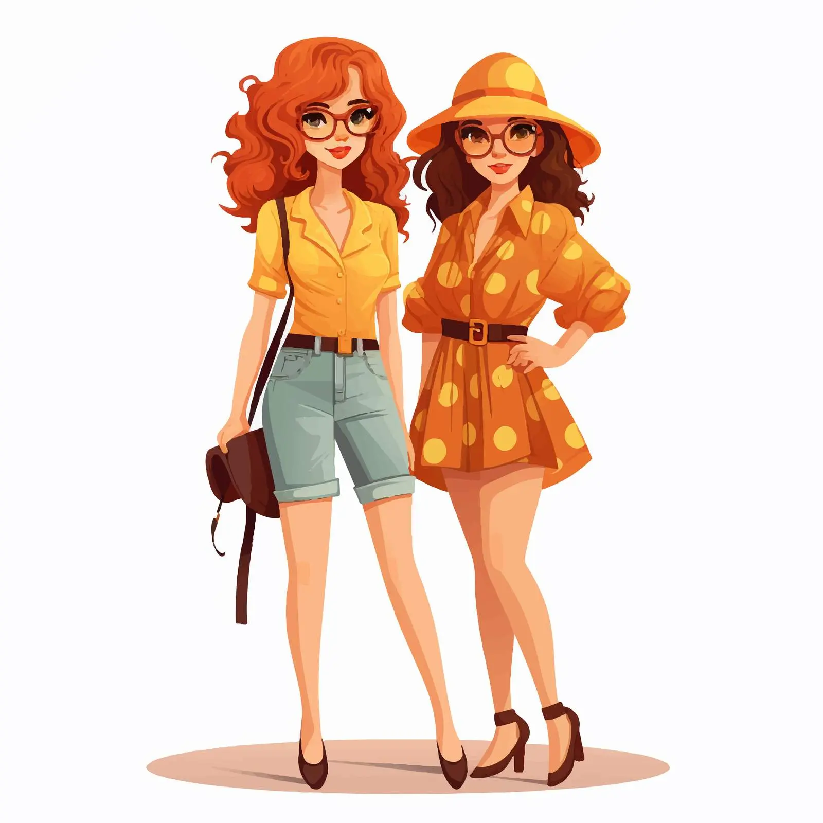 Vintage 70s Cartoon Girls Vector Design — free download from Dotvec