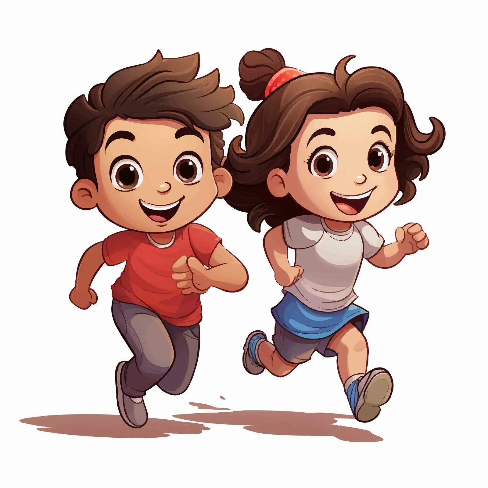 Joyful Cartoon Kids Running Together — free download from Dotvec