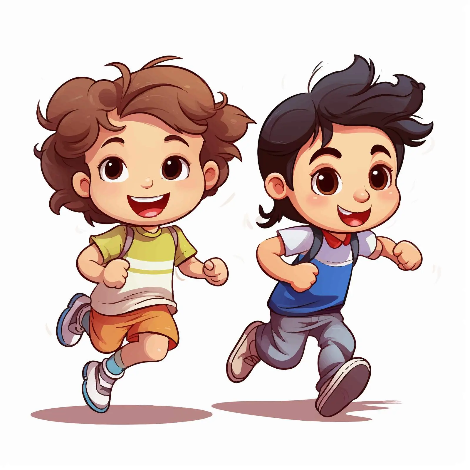 Joyful Cartoon Kids Running Together Vector — free download from Dotvec
