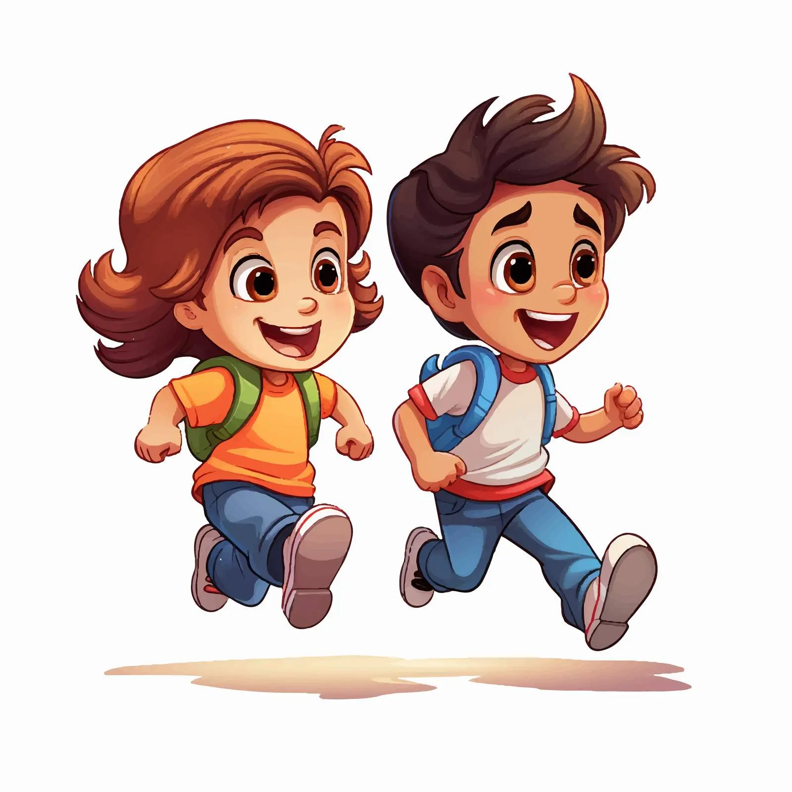 Joyful Cartoon Kids Running Together — free download from Dotvec