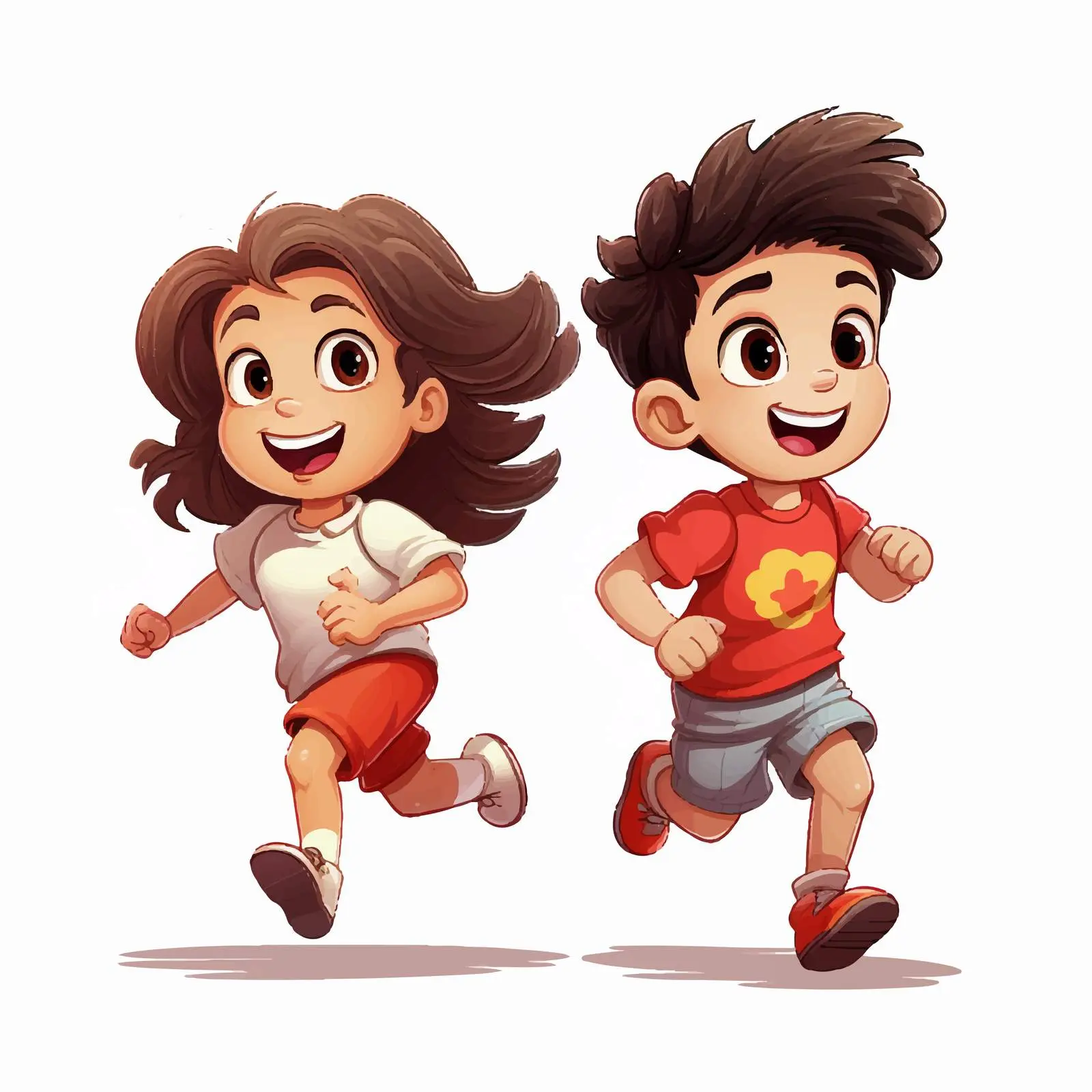 Joyful Cartoon Kids Running Together — free download from Dotvec
