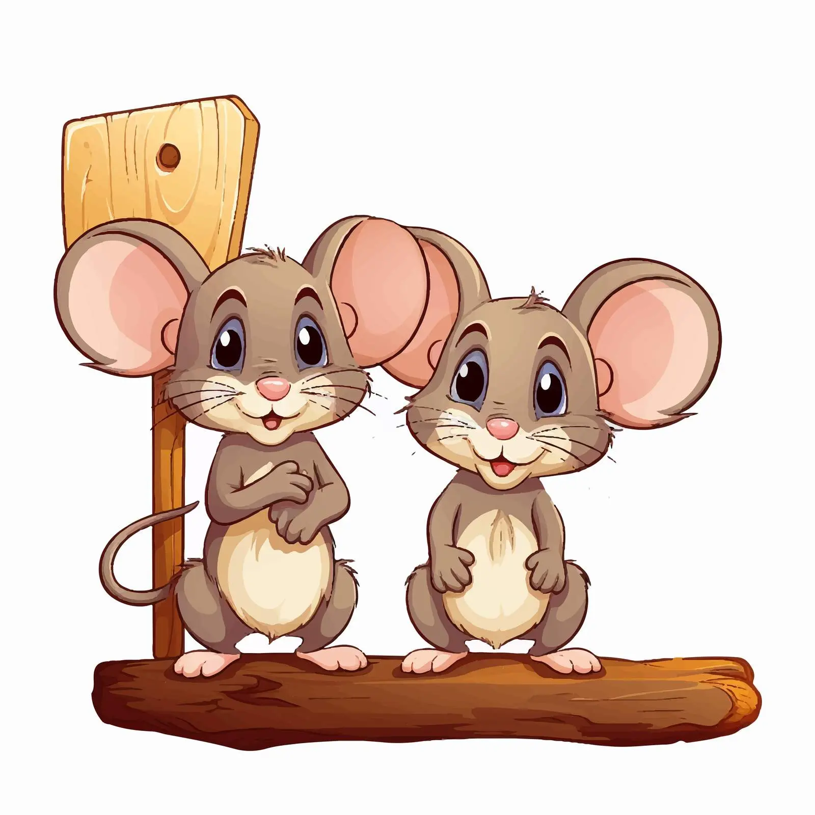 Cartoon Mice by Blank Signpost Vector Illustration — free download from Dotvec