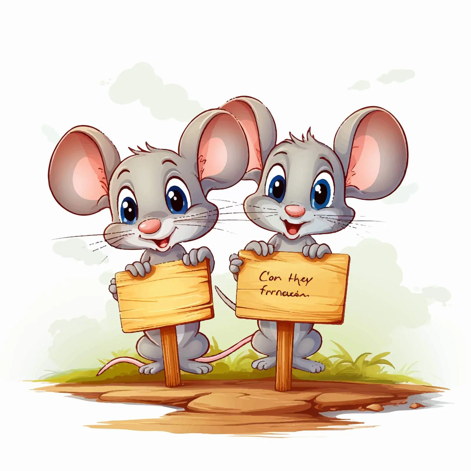 Cartoon Mice by Blank Signpost Vector Art — free download from Dotvec