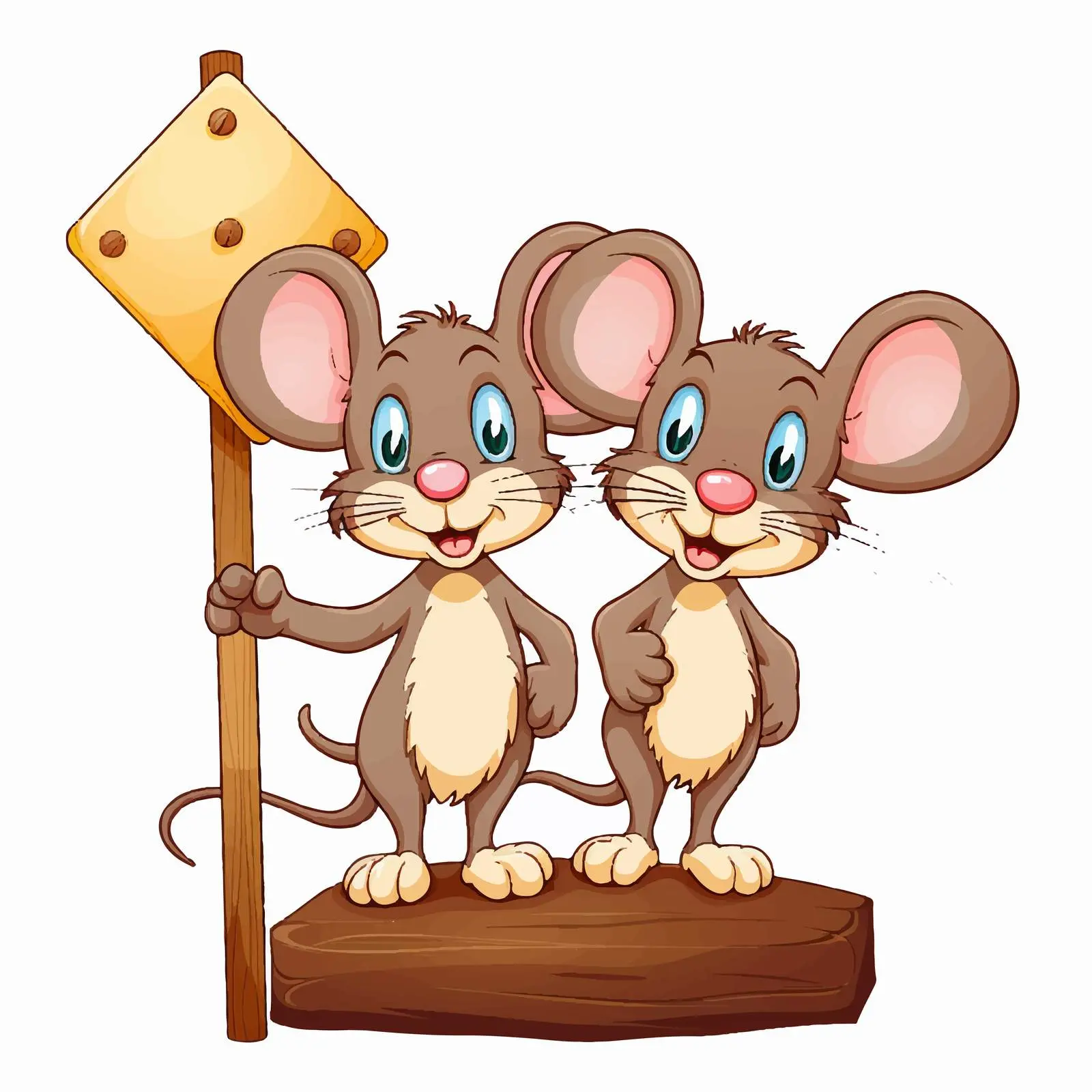 Cartoon Mice by Blank Signpost Vector Illustration — free download from Dotvec