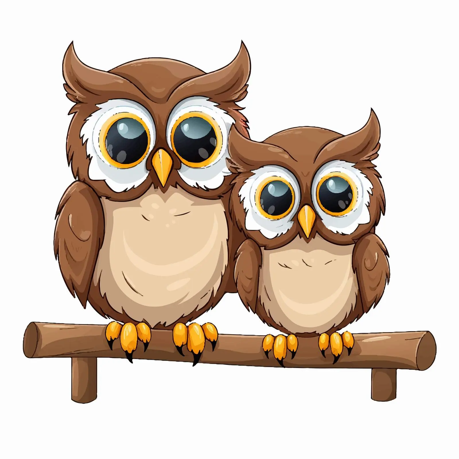 Two Cartoon Owls Perched on a Blank Sign – free signboard vector image from Dotvec