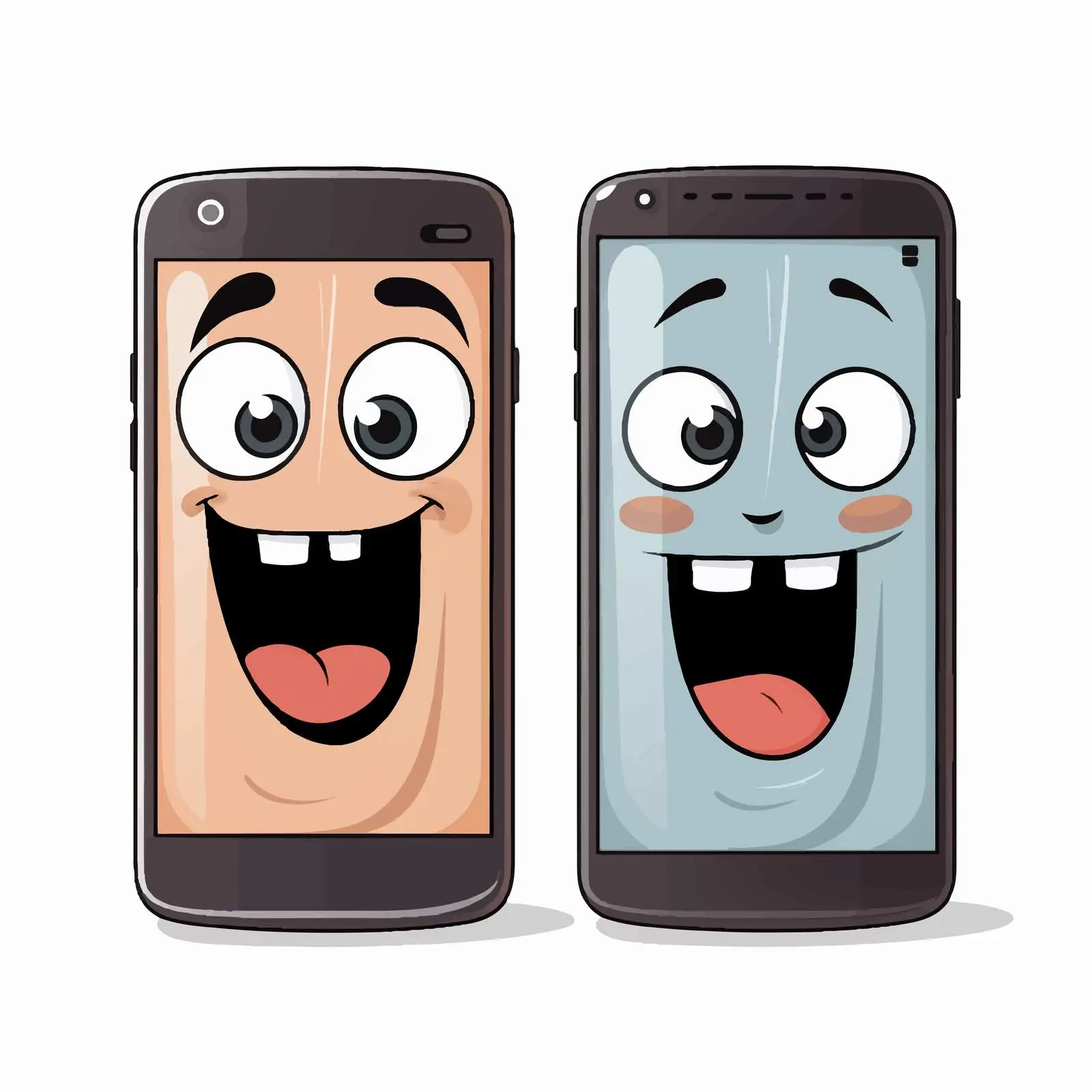 Expressive Cartoon Smartphones Vector Illustration — free download from Dotvec