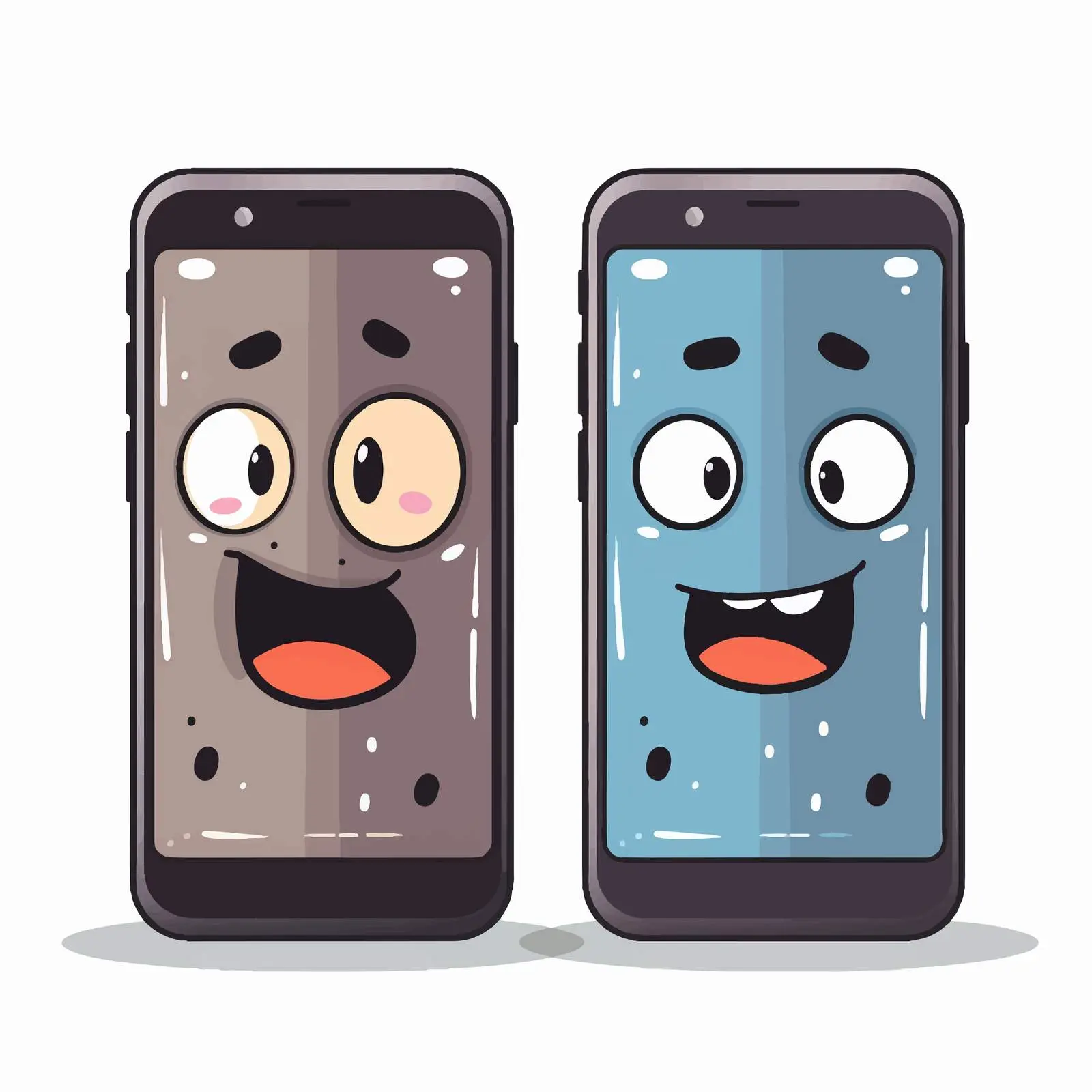 Expressive Cartoon Smartphones Faces Vector Illustration – free smartphones image from Dotvec