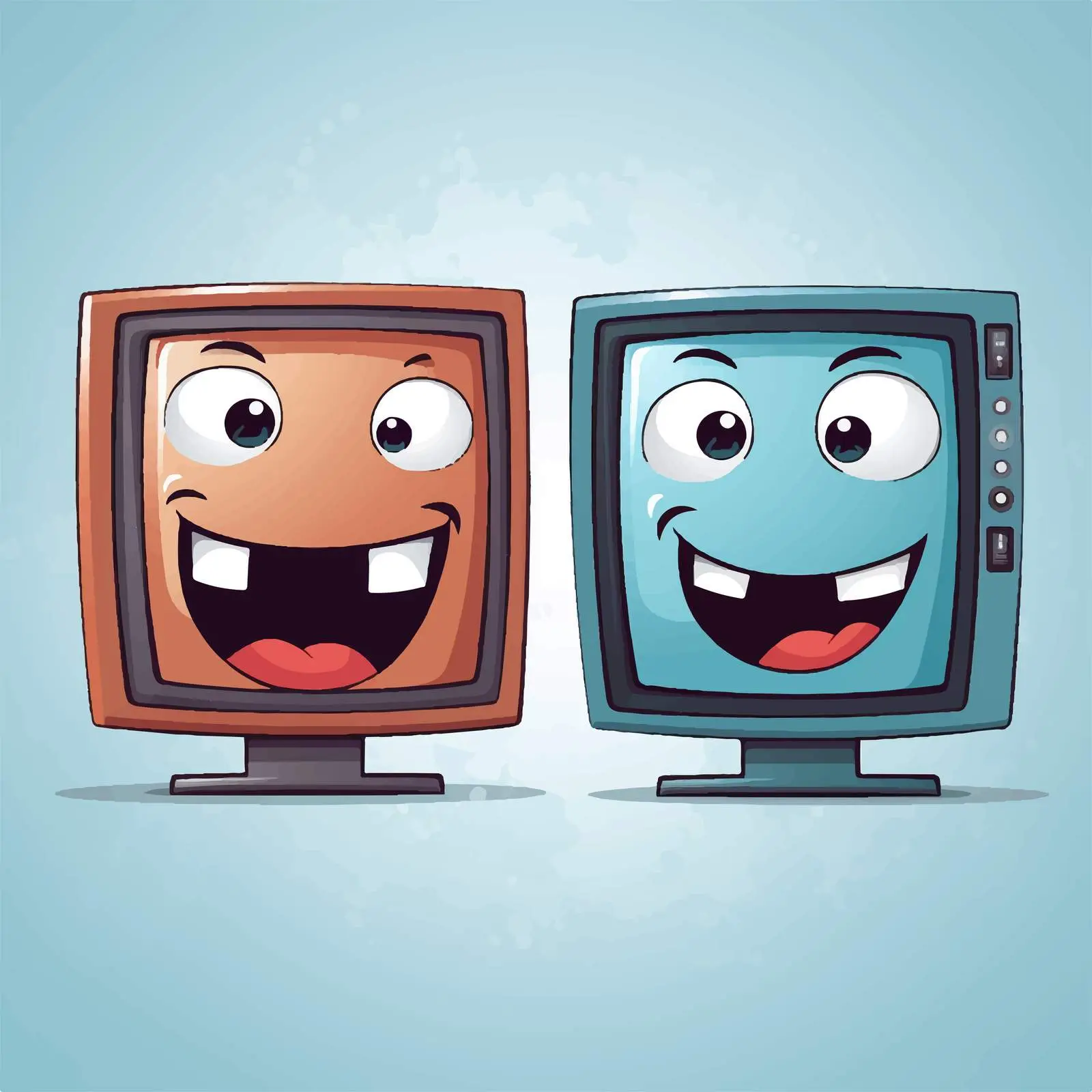 Happy Cartoon TVs with Exaggerated Expressions — free download from Dotvec