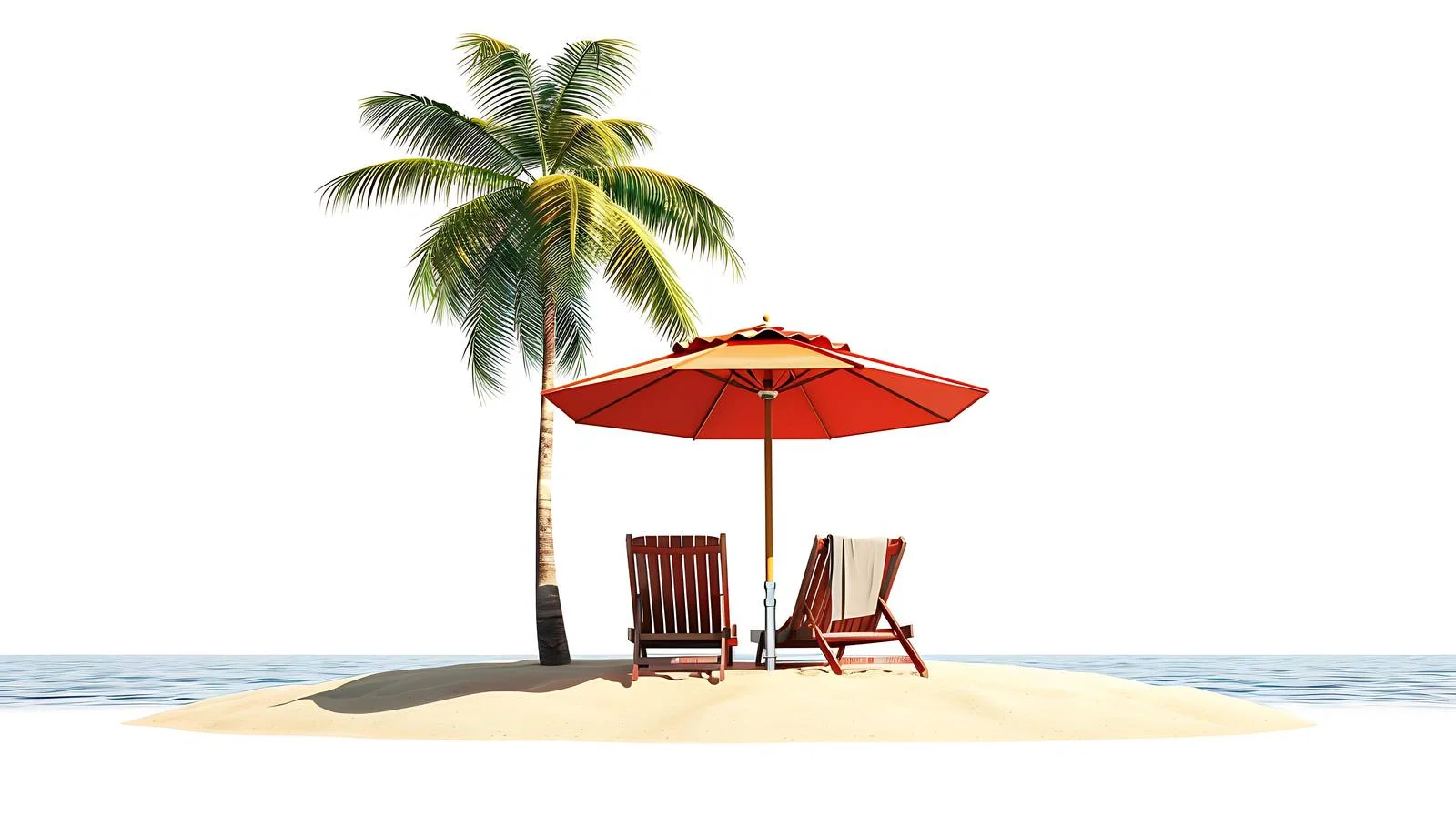 Tropical Beach Chairs Umbrella Summer Scene — free download from Dotvec