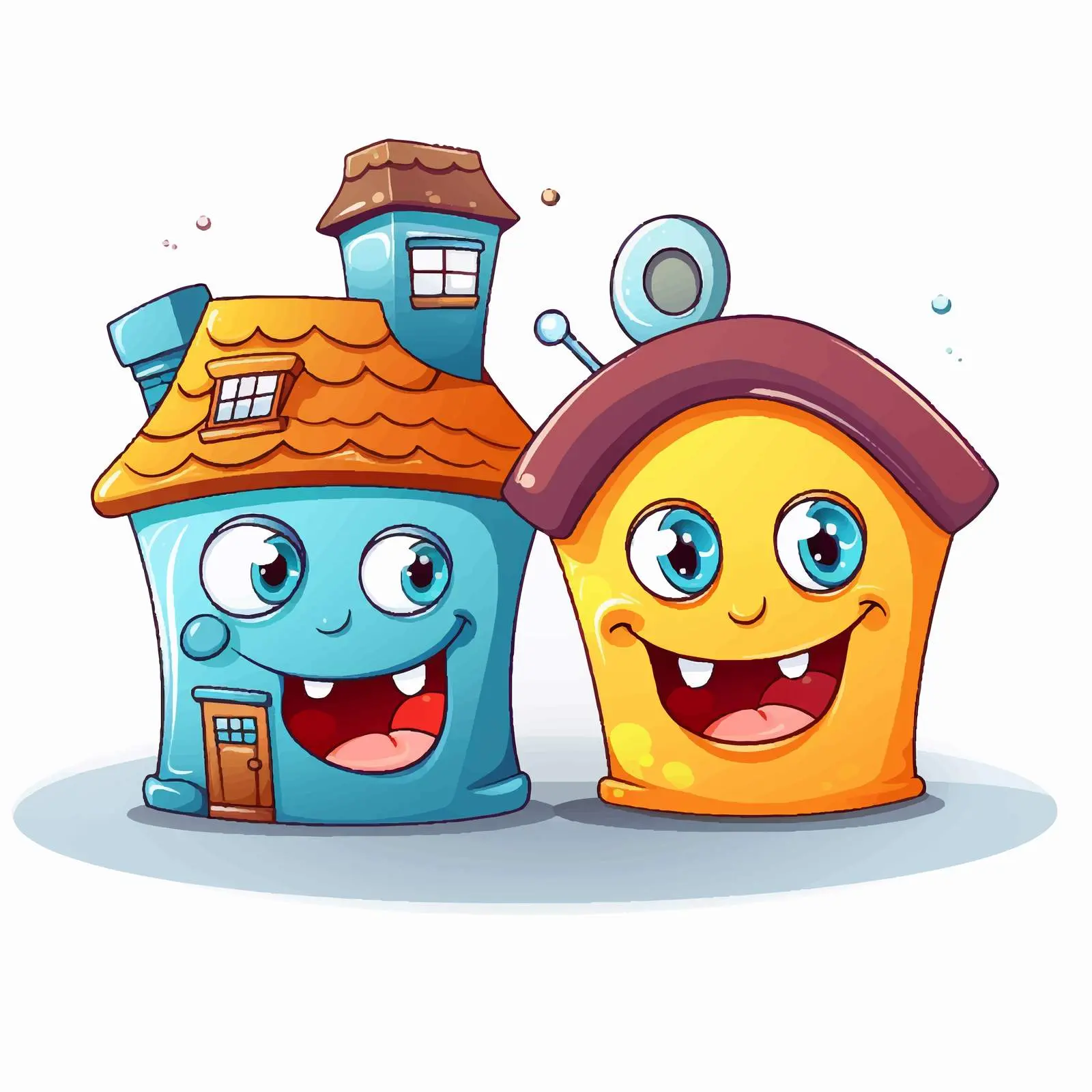 Cheerful Animated Houses with Expressive Faces — free download from Dotvec