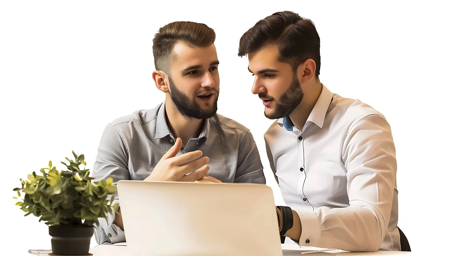 Factory Discussion: Colleagues at Laptop — free download from Dotvec