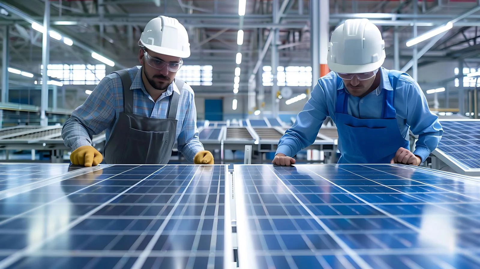 Team in Solar Panel Production Facility — free download from Dotvec