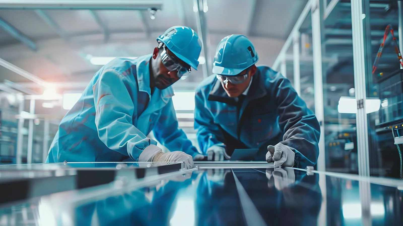 Colleagues Working on Solar Cell Production — free download from Dotvec