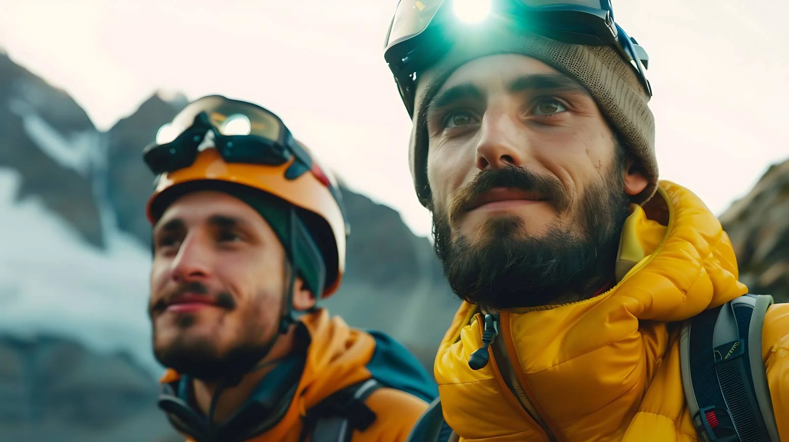 Explorers in Mountain with Headlamps — free download from Dotvec