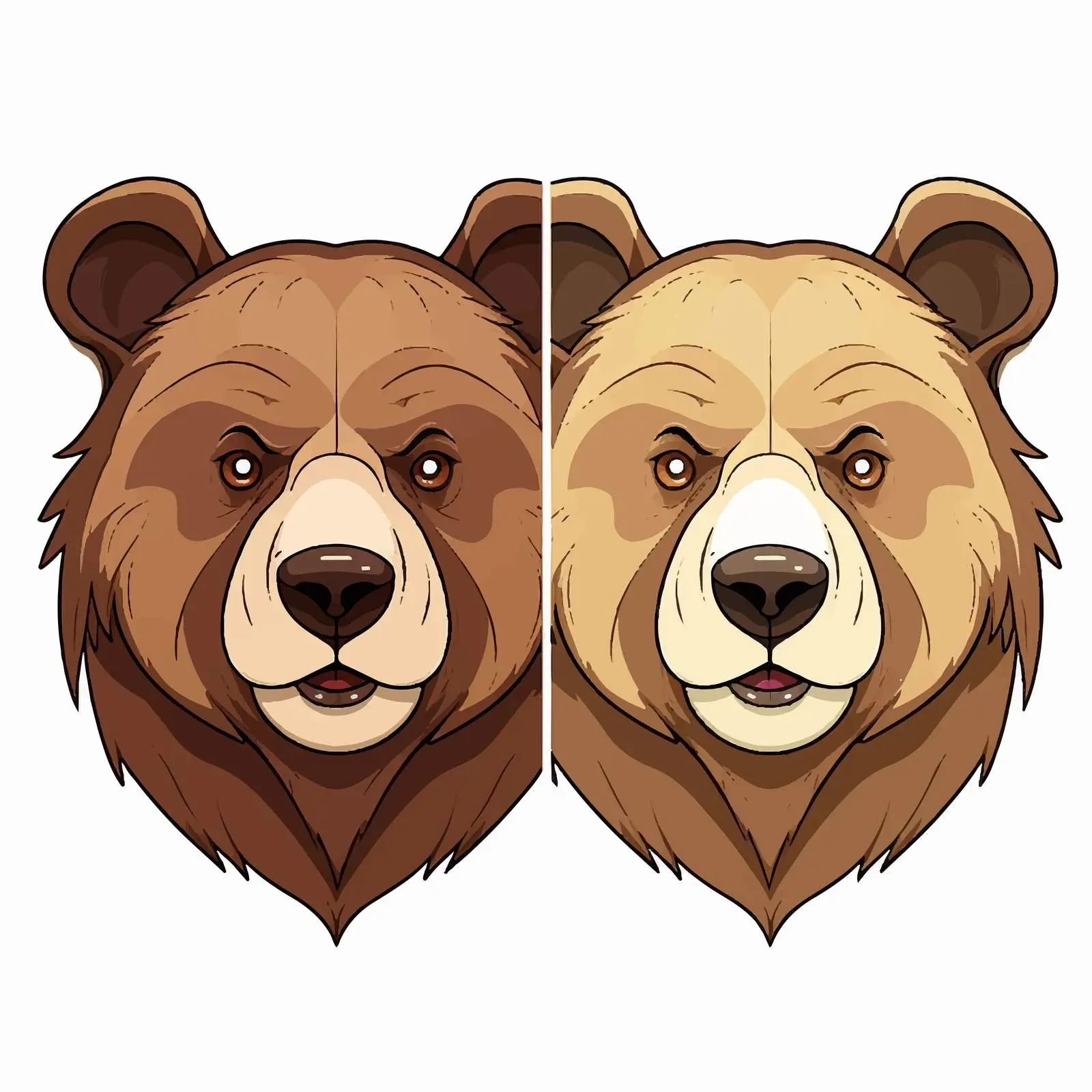 Contrasting Bear Faces with Different Emotions – free artistic bears image from Dotvec