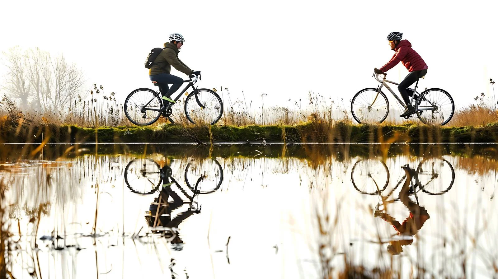 Cycling by Rin River with Two Bikers — free download from Dotvec