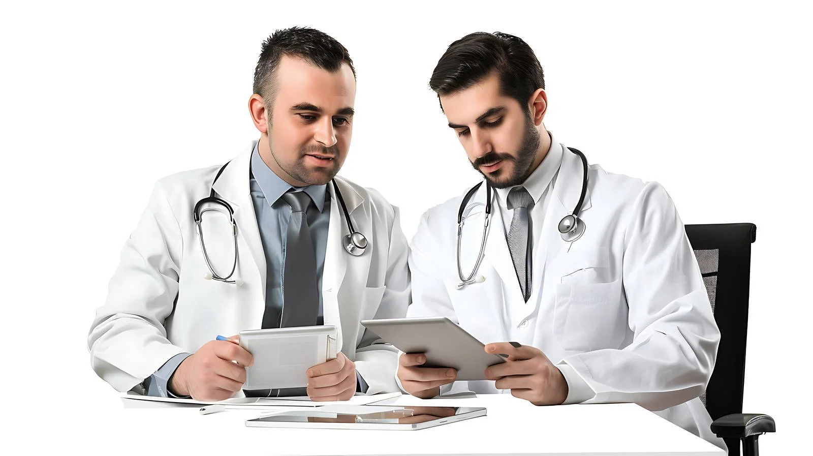 Healthcare Professionals Using Tablet at Desk — free download from Dotvec
