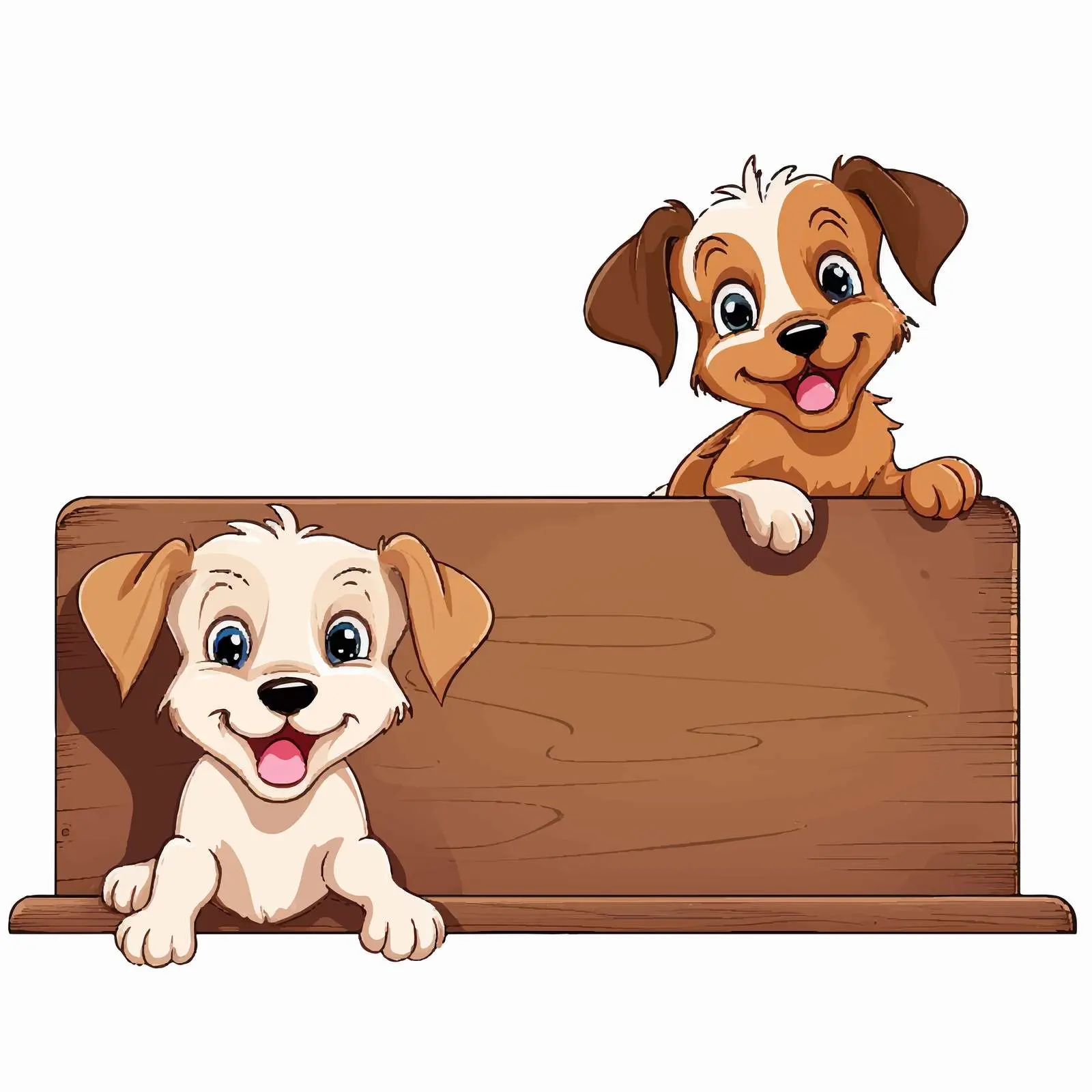 Two Dogs Beside Blank Wooden Sign Outdoors — free download from Dotvec